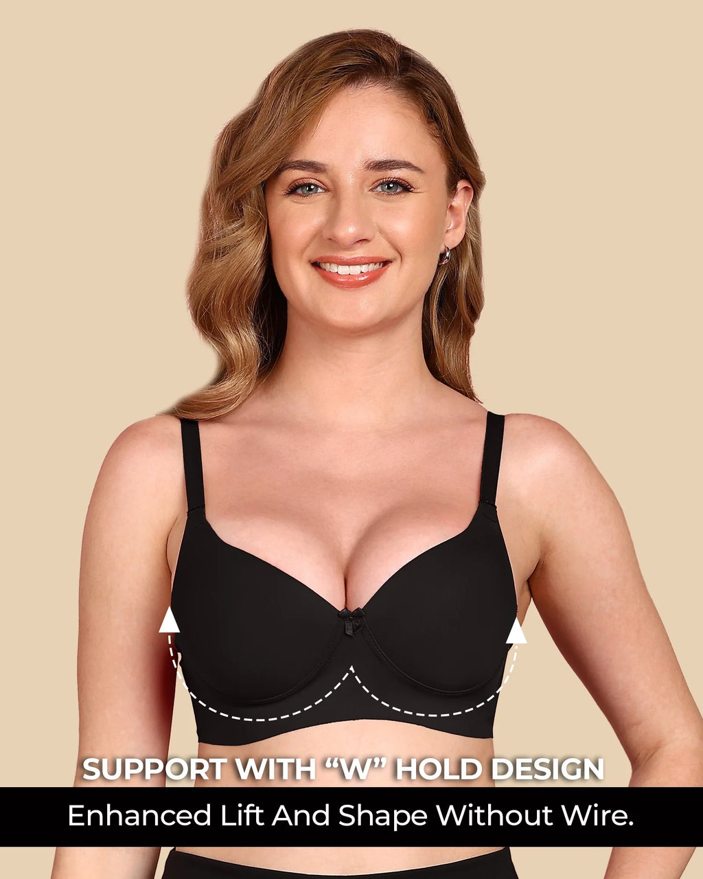 Swanz  Bonded Breathable Cotton Push-Up 3/4-Coverage Bra (Level 3 Padding) (SB-93510)