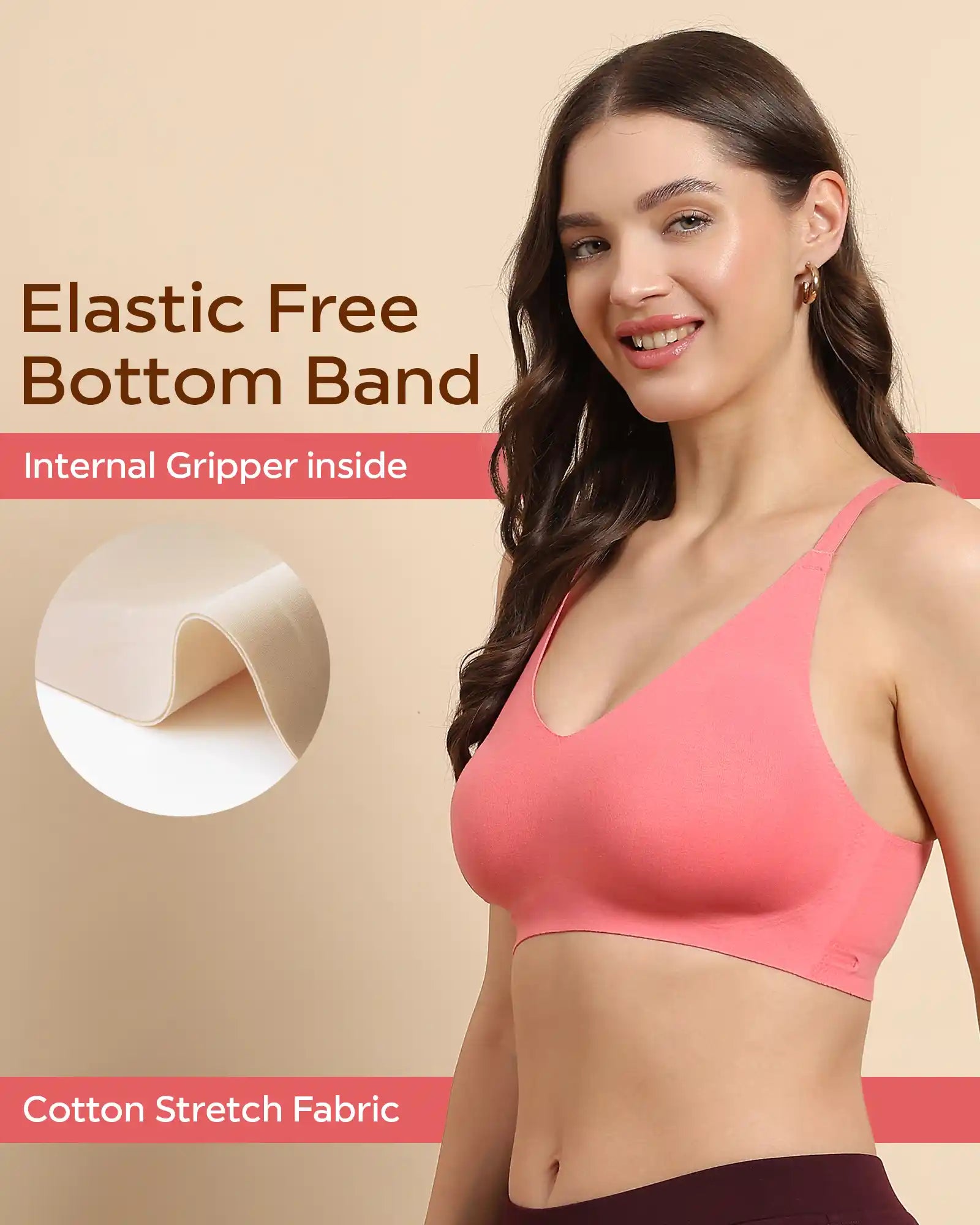 Swanz  Bonded Breathable Cotton Non-Padded Full-Coverage Bra with Hidden Concealer (SB-935)
