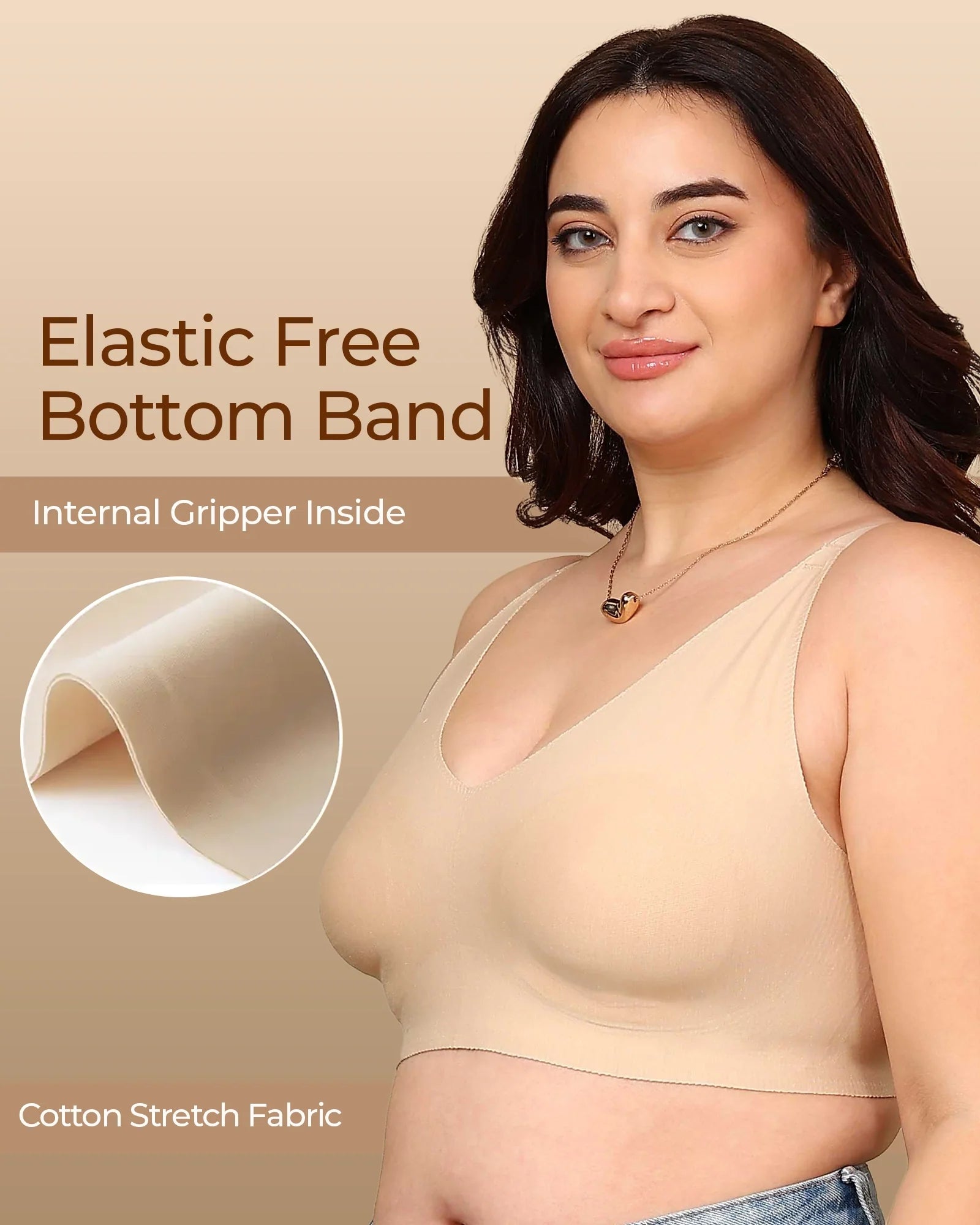 Swanz  Bonded Breathable Cotton Non-Padded Full-Coverage Bra with Hidden Concealer (SB-935)