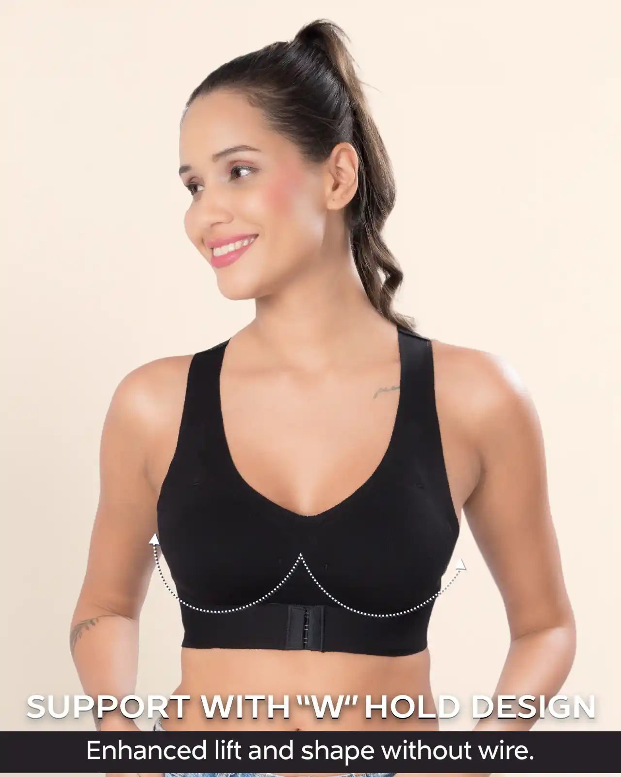 Swanz  Bonded Breathable Cotton Padded Gym Bra with Posture Support (SB-997)