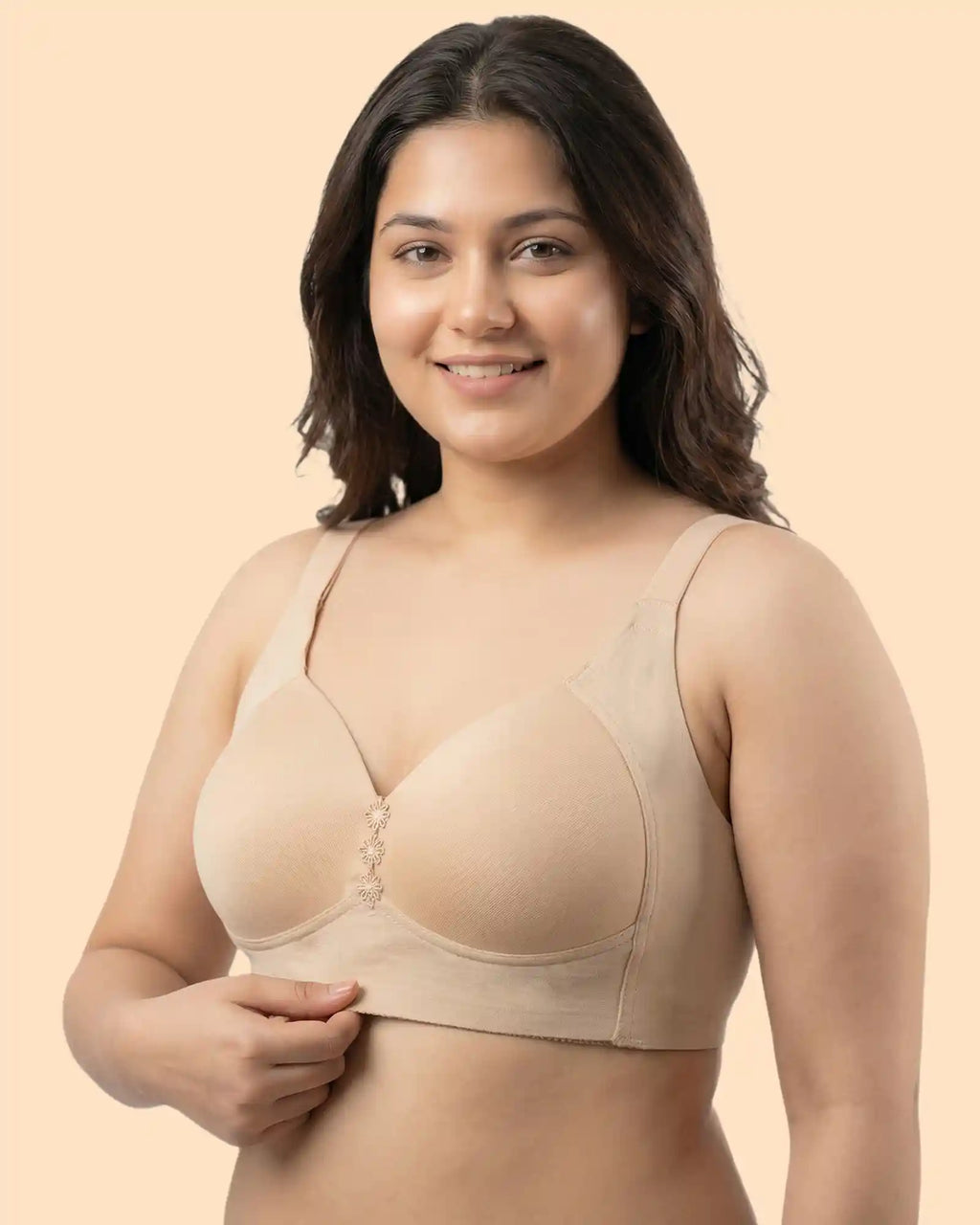Cotton Padded Plus-Size M-Frame Minimiser Bonded Bra (SB-9203)(Skin)