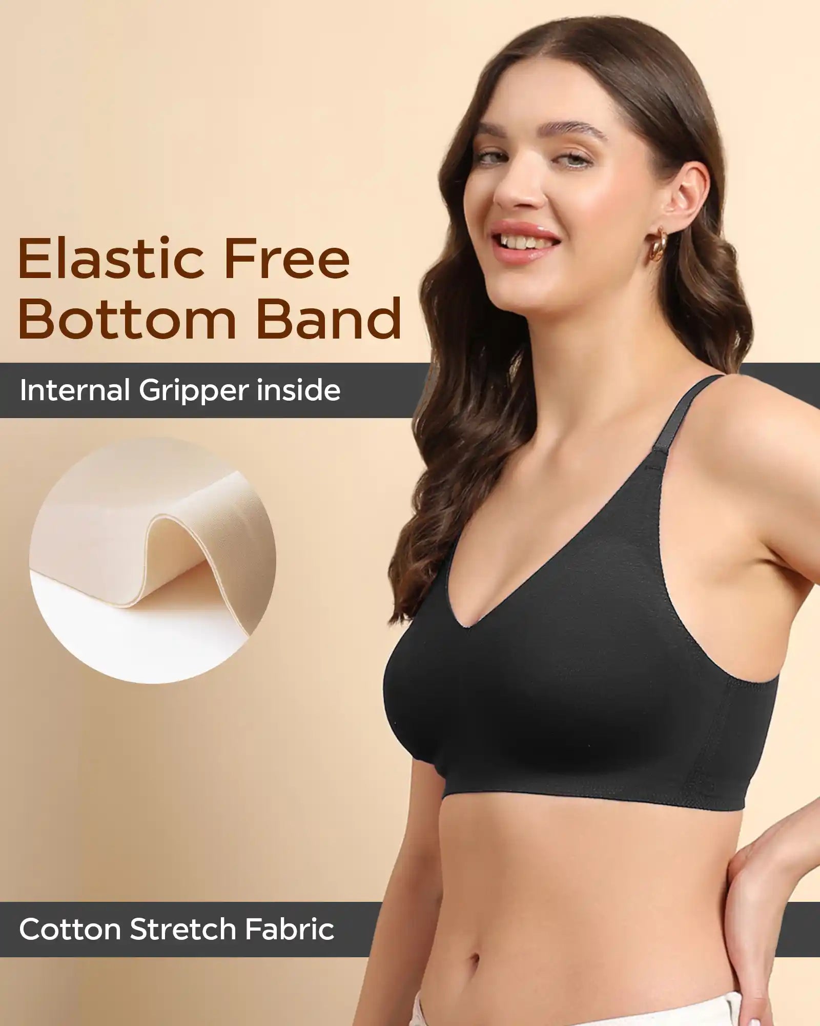 Swanz  Bonded Breathable Cotton Non-Padded Full-Coverage Bra with Hidden Concealer (SB-935)