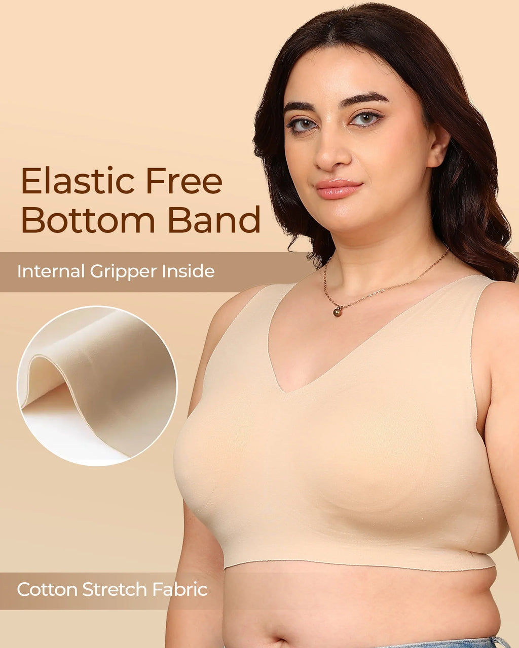 Swanz  Bonded Breathable Cotton Non-Padded Full-Coverage Bra with Hidden Concealer (SB-935)