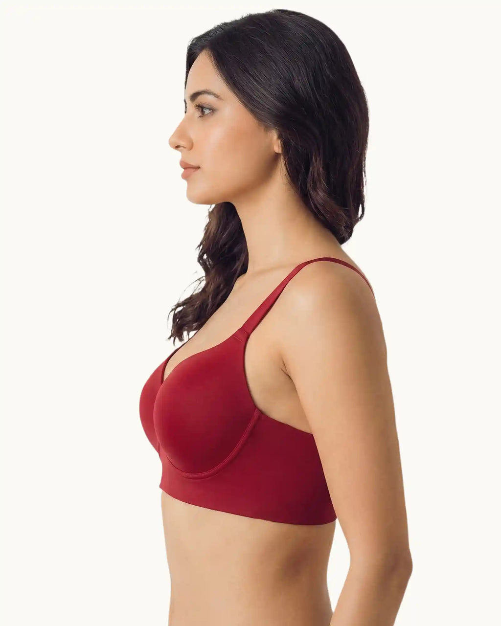 Cotton Non-wired Push-Up Bonded Bra (Level-3 Padding) with 3/4th Coverage (SB-93510) (Red)