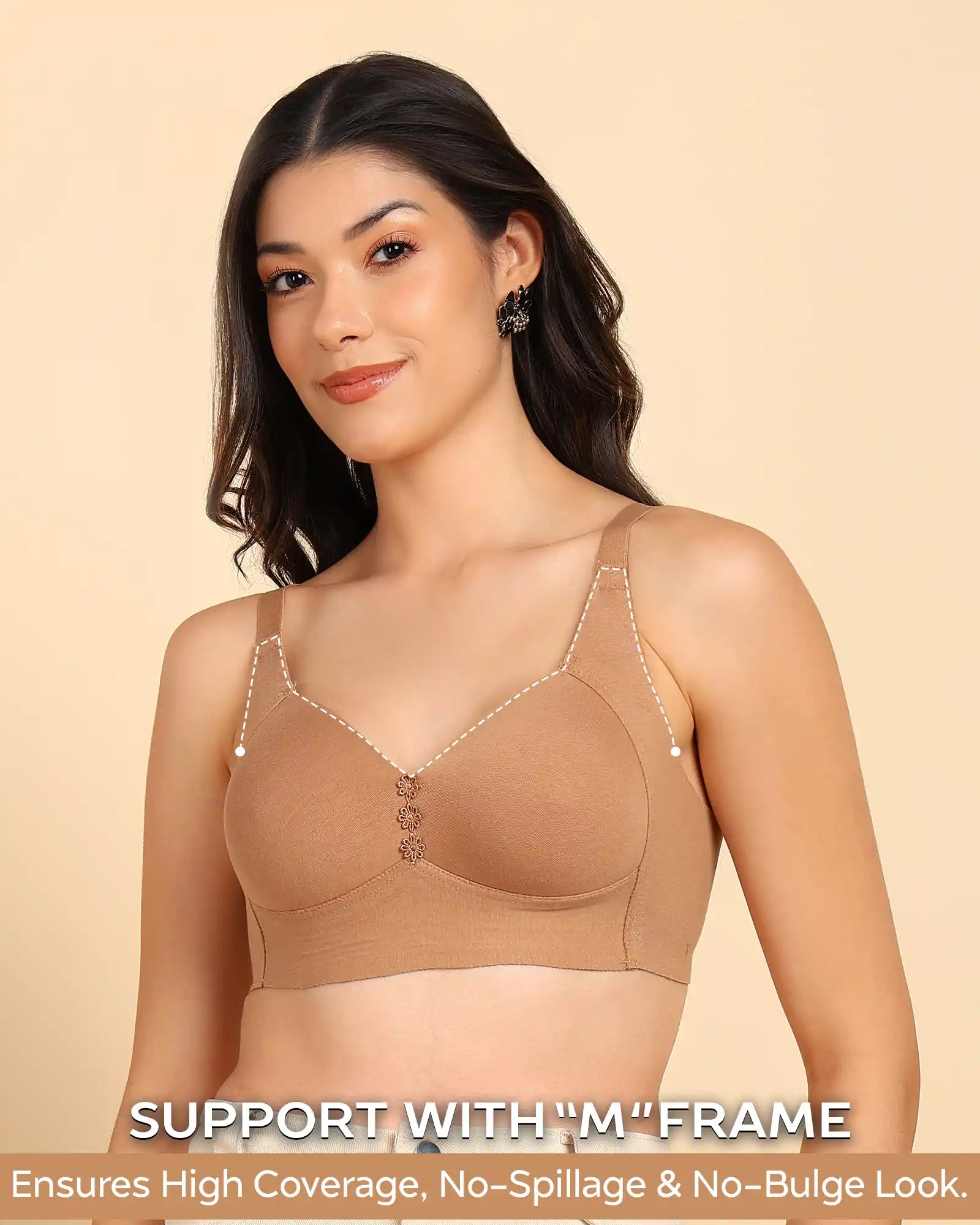 Swanz  Bonded Breathable Cotton Plus-Size Padded M-Frame Minimiser (SB-9203)