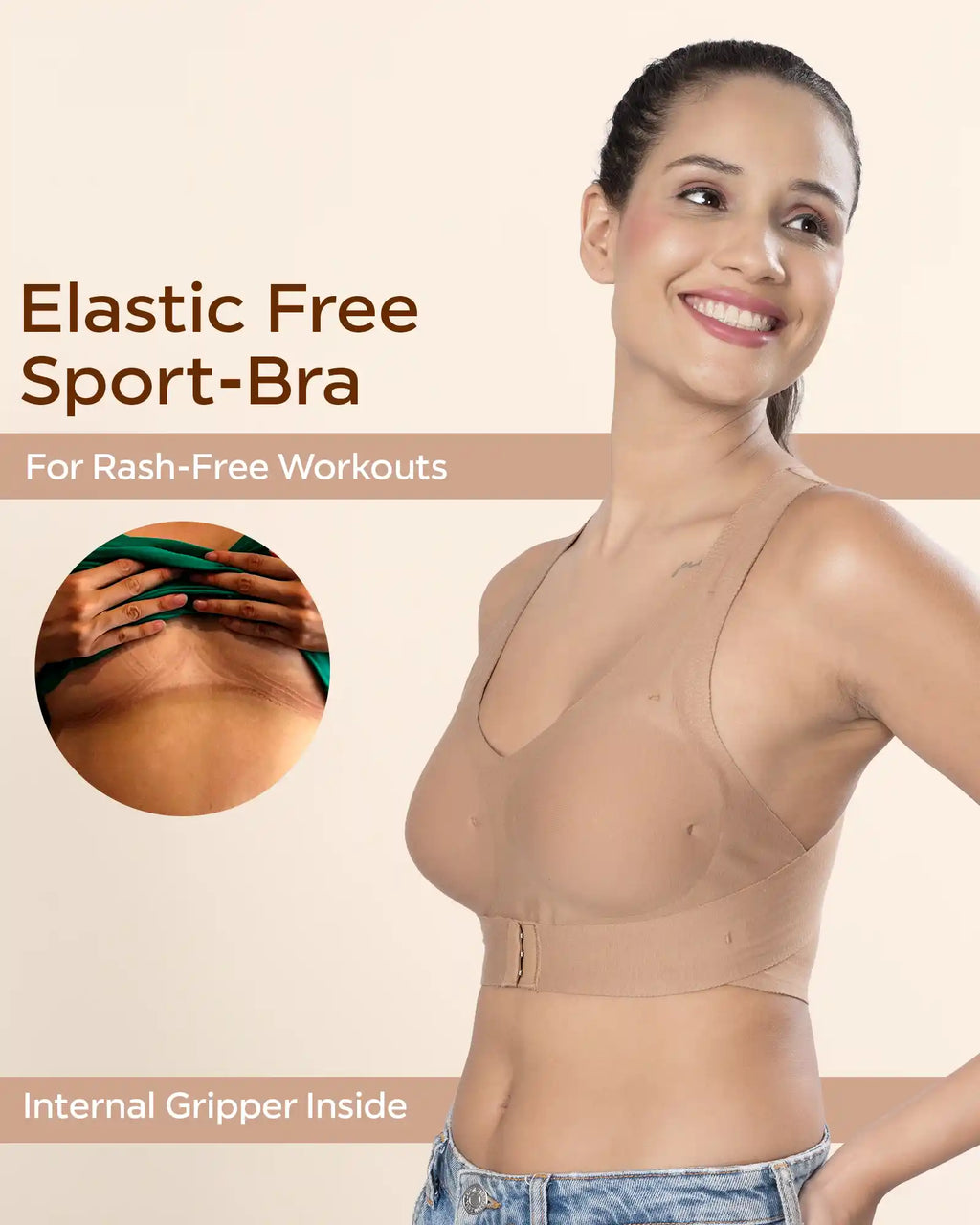 Swanz  Bonded Breathable Cotton Padded Gym Bra with Posture Support (SB-997)