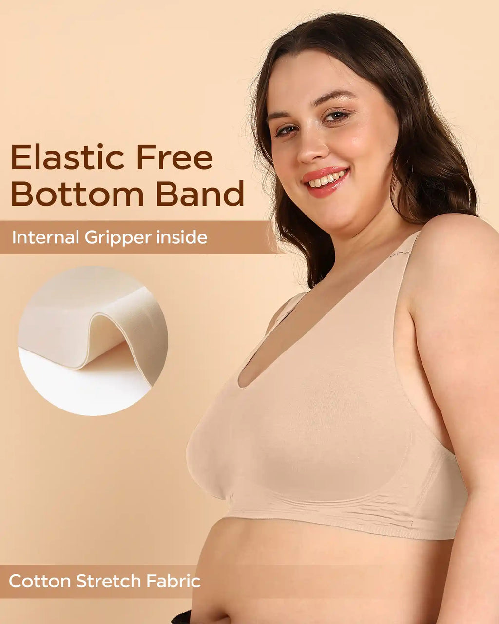 Swanz  Bonded Breathable Cotton Plus-Size Full-Coverage Bra with Hidden Concealer (SB-915-Skin)