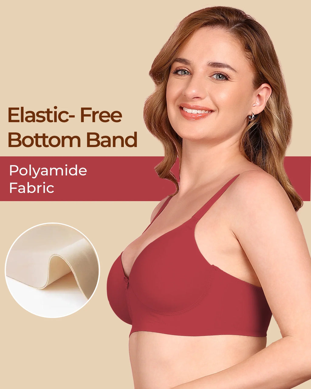 Swanz  Bonded Polyamide Lightly Padded Bra (Level 1 Padding) (SB-95991)