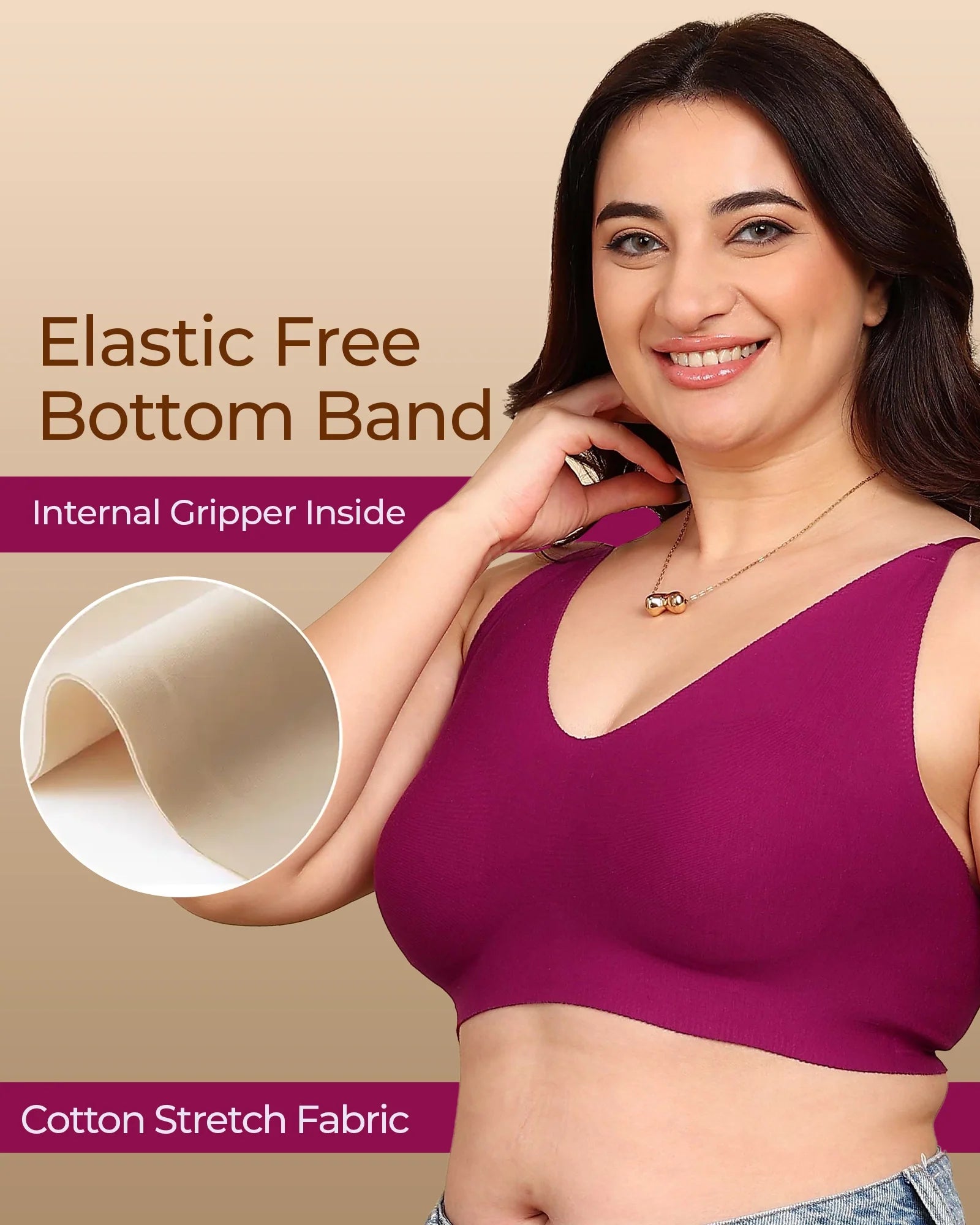 Swanz  Bonded Breathable Cotton Non-Padded Full-Coverage Bra with Hidden Concealer (SB-935)