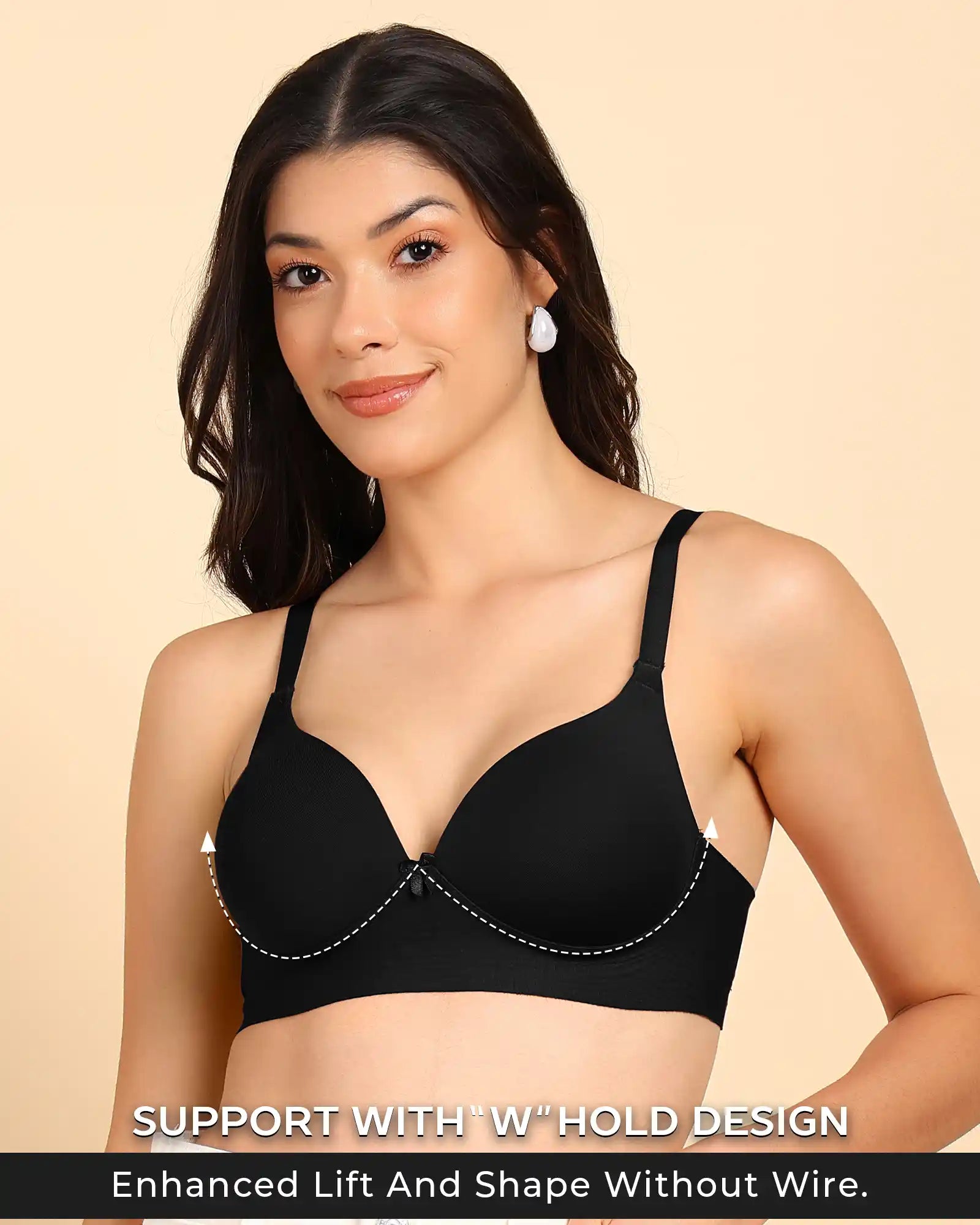 Swanz  Bonded Breathable Cotton Push-Up 3/4-Coverage Maximiser Bra (Level 2 Padding) (SB-97015)