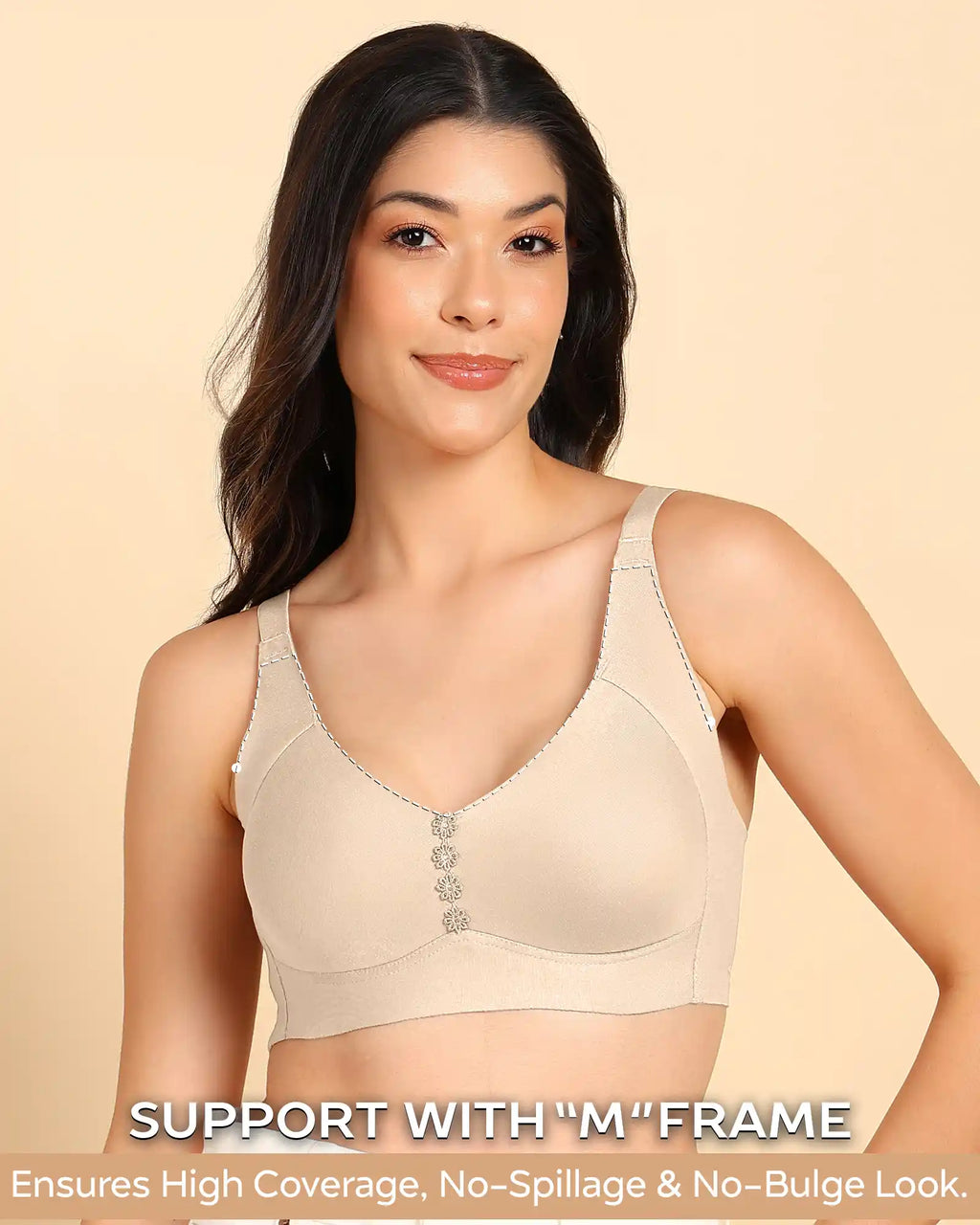 Swanz  Bonded Breathable Cotton Plus-Size Non-Padded M-Frame Minimiser with Hidden Concealer (SB-9303)