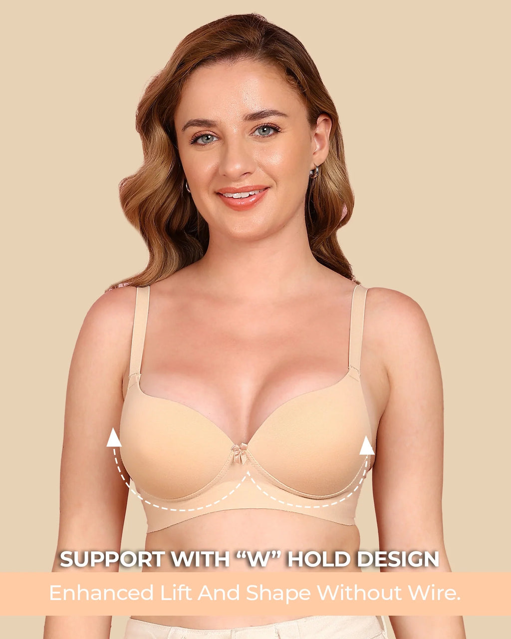Swanz  Bonded Breathable Cotton Push-Up 3/4-Coverage Maximiser Bra (Level 2 Padding) (SB-97015)