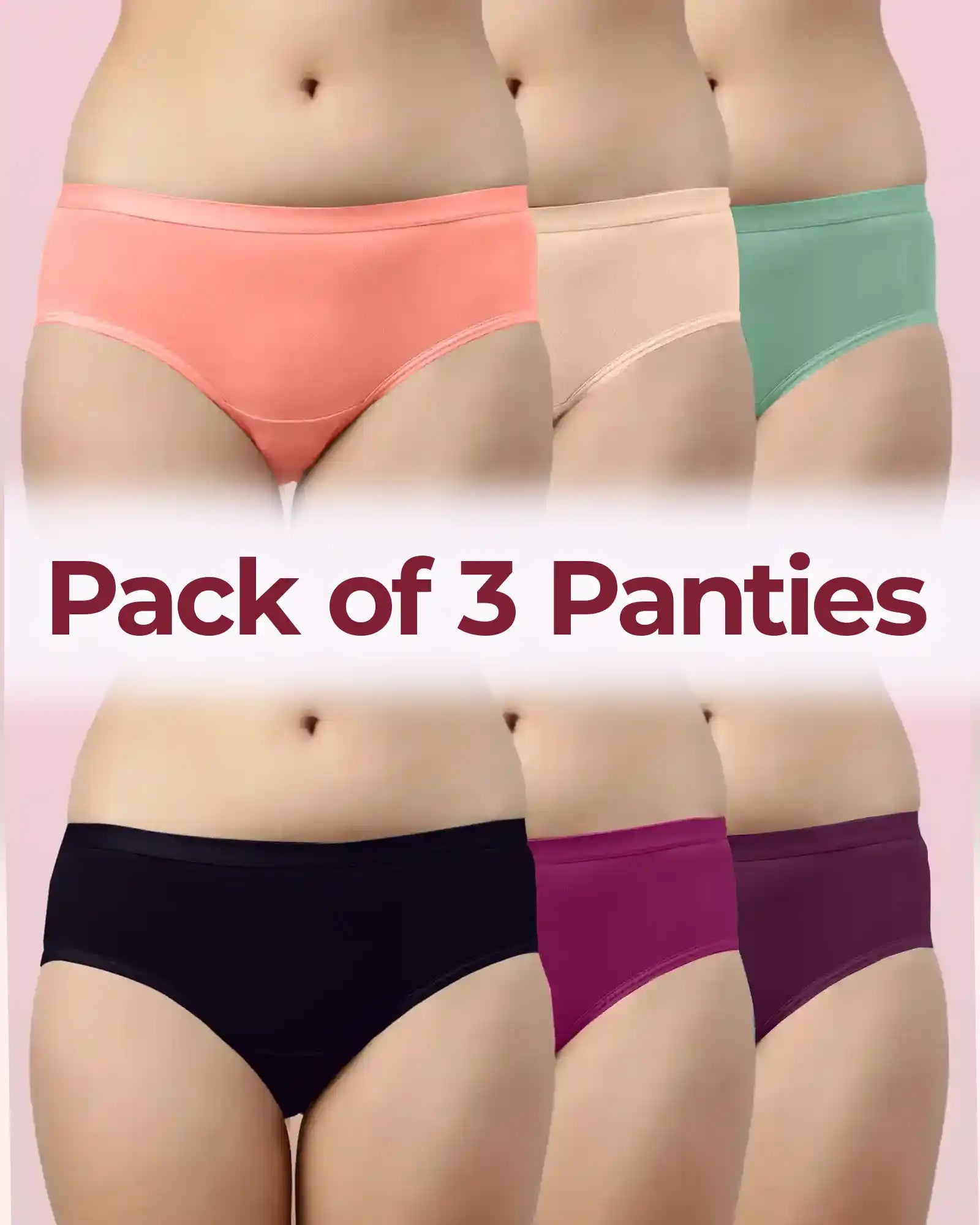 Swanz  Cotton Classic Antimicrobial Hipster Panty Soft, Breathable & Stain-Resistant Everyday Comfort (Pack of 3)