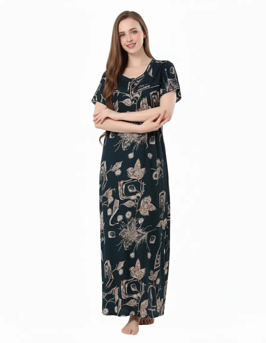 Arolisa Printed Rayon Alpine Nighty – Comfortable, Relaxed Fit (L/XL)