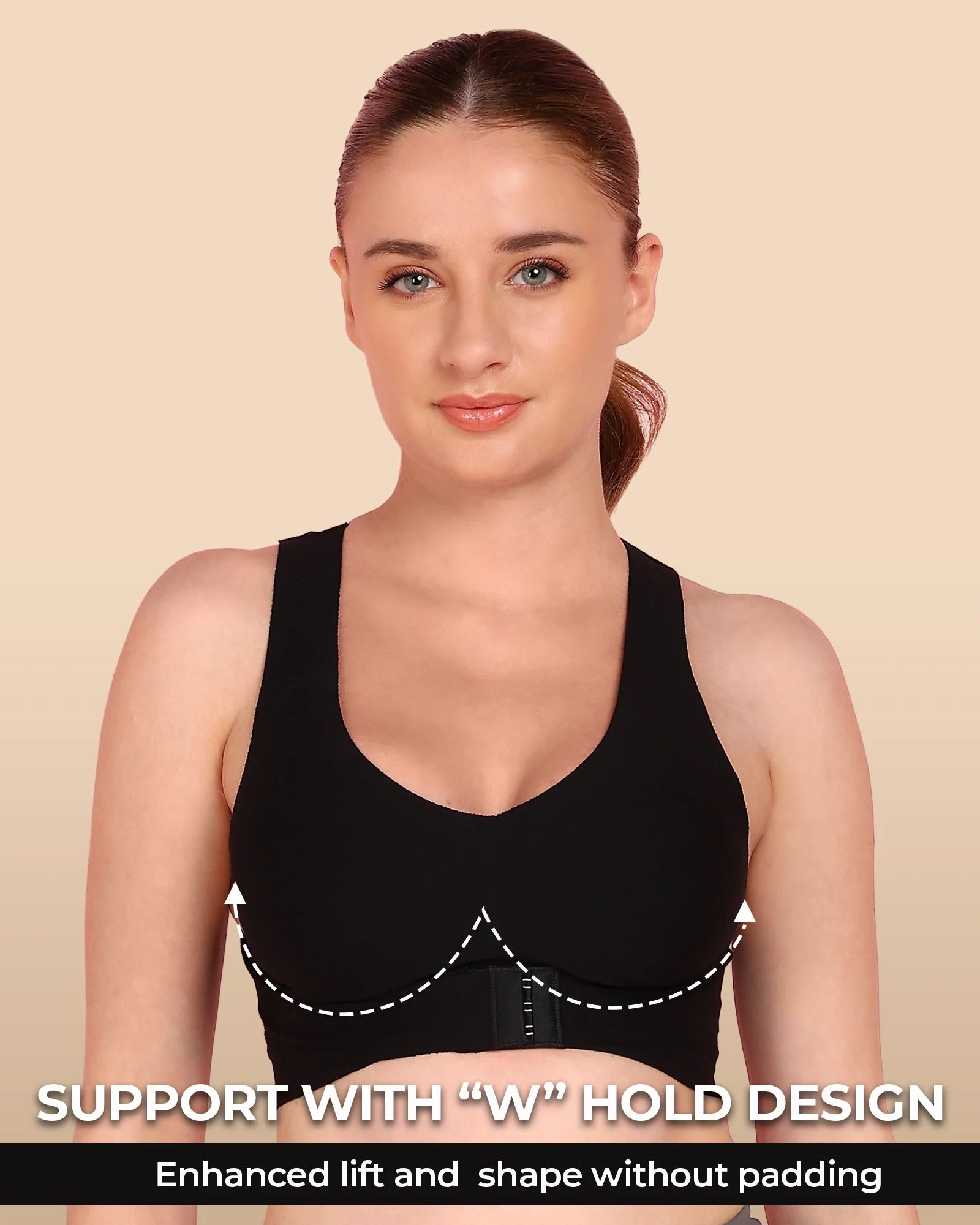 Swanz  Bonded Breathable Cotton Non-Padded Gym Bra with Posture Support (TW-SB-995)