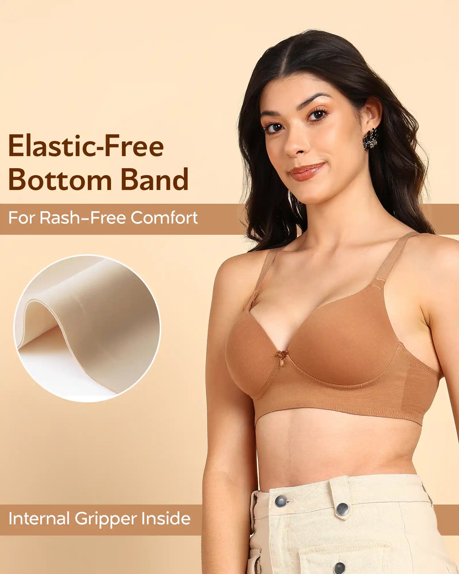 Swanz  Bonded Breathable Cotton Push-Up 3/4-Coverage Bra (Level 3 Padding) (SB-93510)