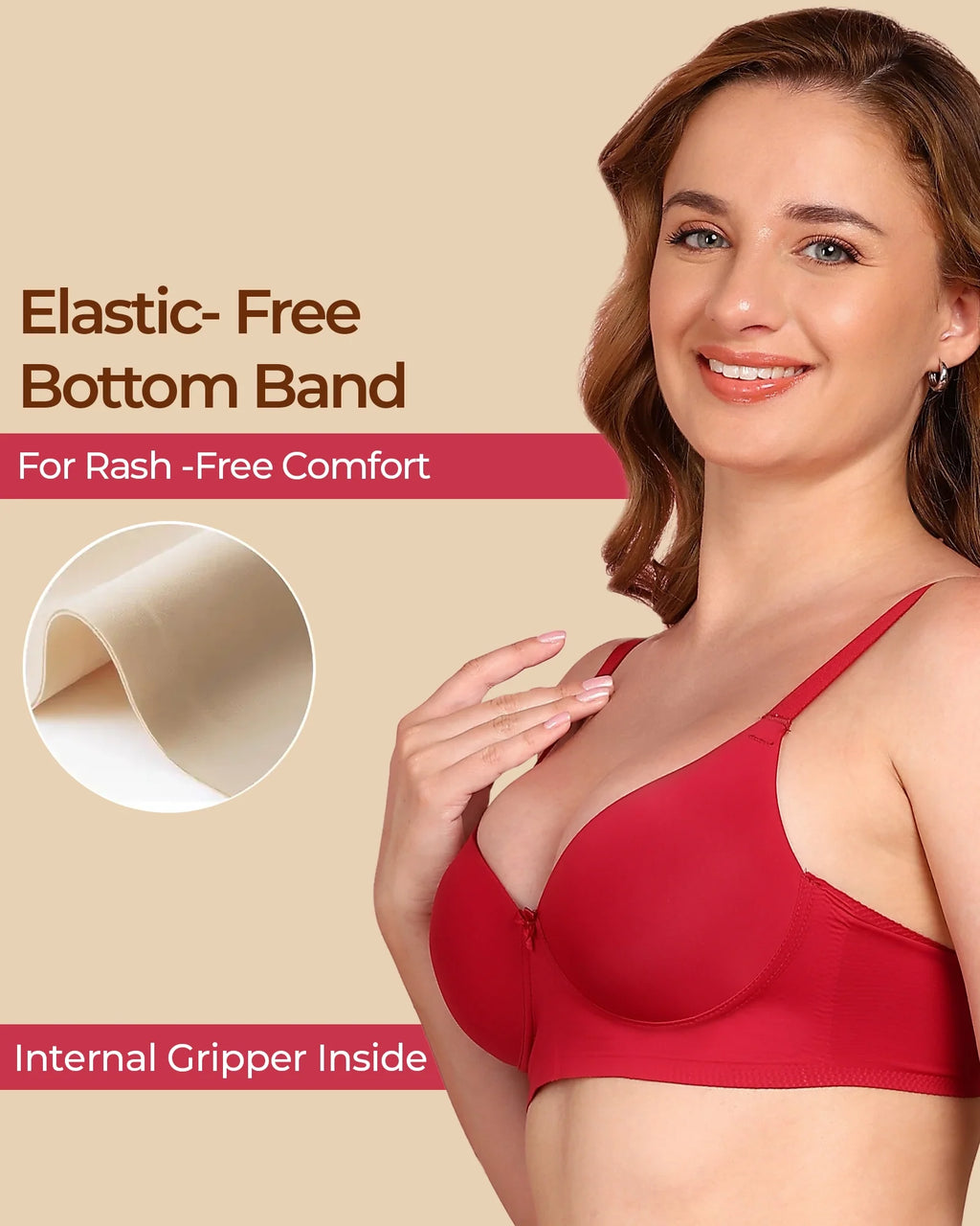 Swanz  Bonded Breathable Cotton Push-Up 3/4-Coverage Bra (Level 3 Padding) (SB-93510)