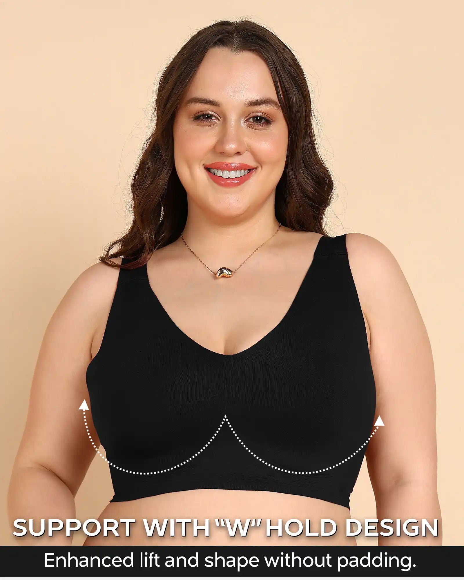 Swanz  Bonded Breathable Cotton Non-Padded Full-Coverage Bra with Hidden Concealer (SB-935-Black)