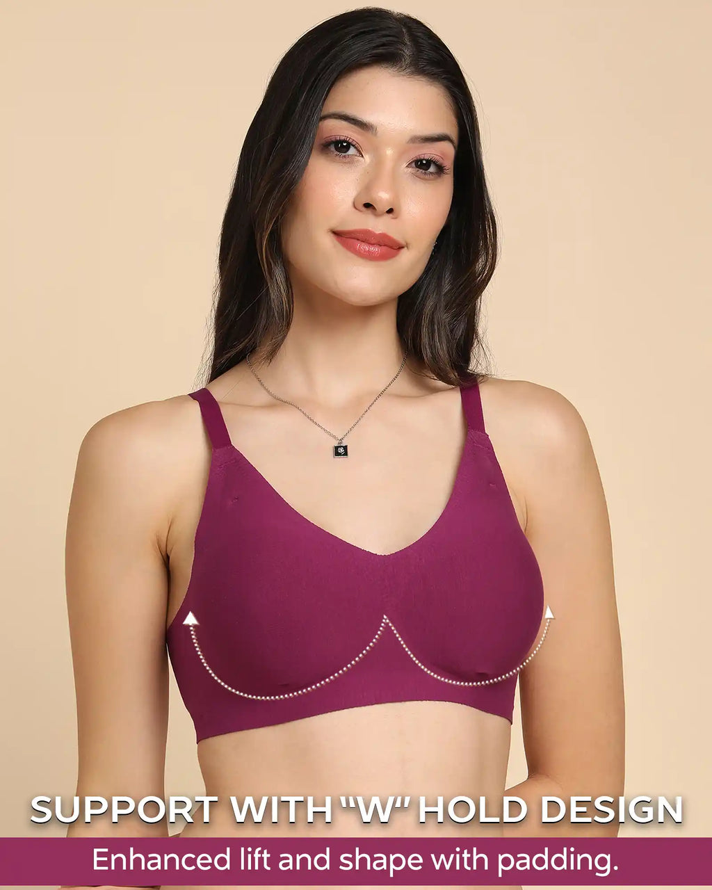 Swanz  Bonded Breathable Cotton Padded Full-Coverage Bra (SB-938-Wine)