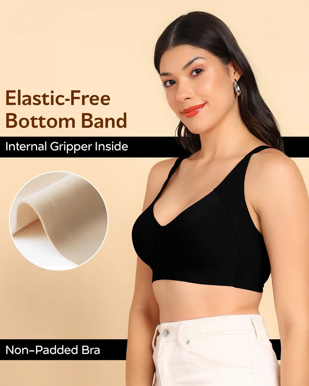 Swanz  Bonded Breathable Cotton Plus-Size Non-Padded M-Frame Minimiser with Hidden Concealer (SB-9303)