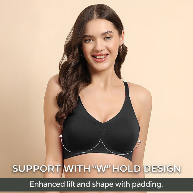 Swanz  Bonded Breathable Cotton Padded Full-Coverage Bra (SB-938)
