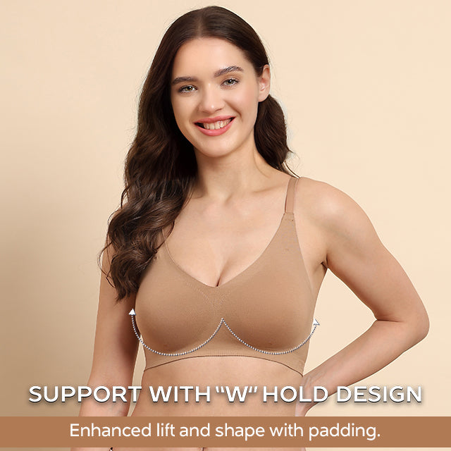 Swanz  Bonded Breathable Cotton Padded Full-Coverage Bra (SB-938)