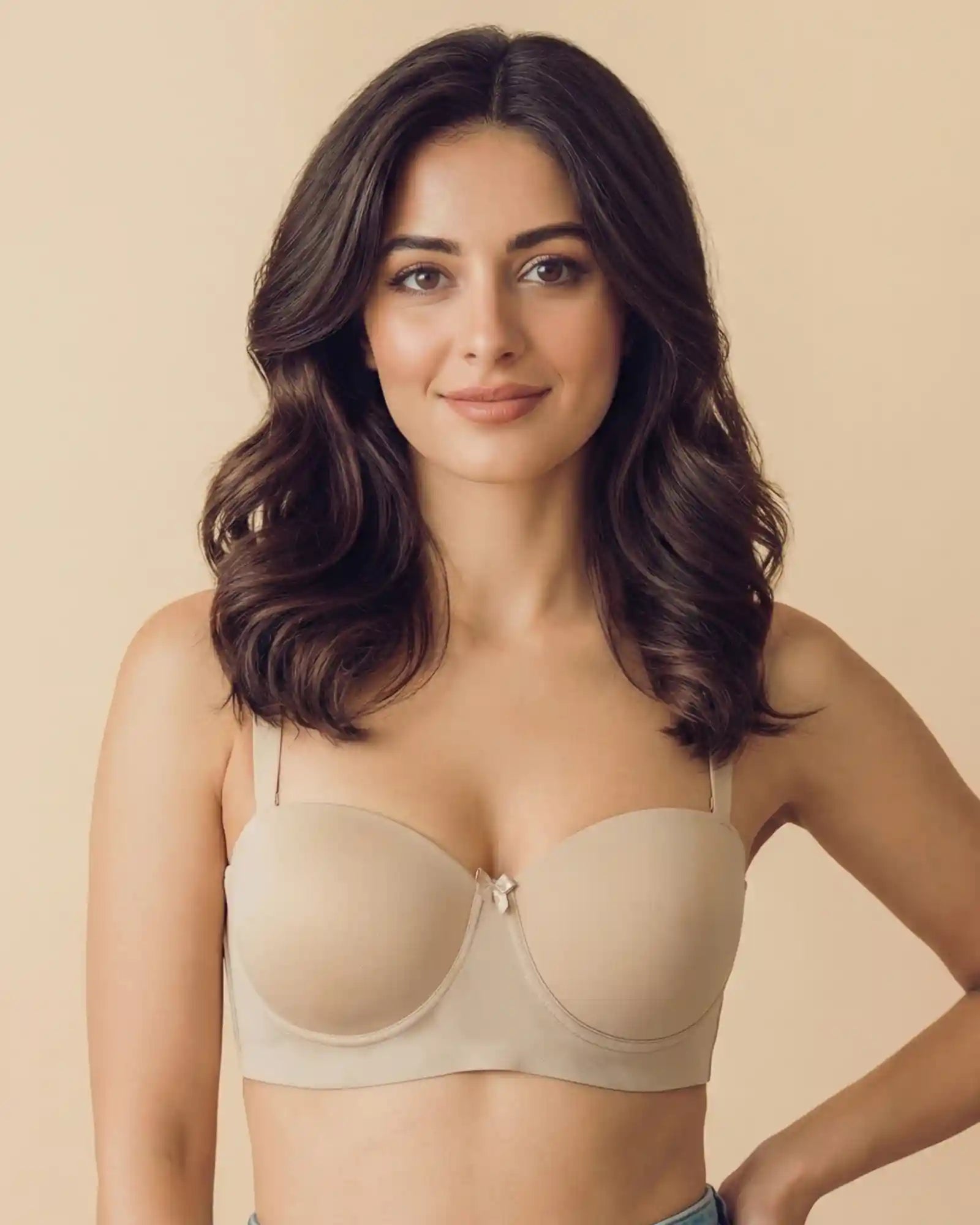 Swanz  Bonded Demi-Cup Padded Cotton Spandex Bra (SB-91012) (Skin)