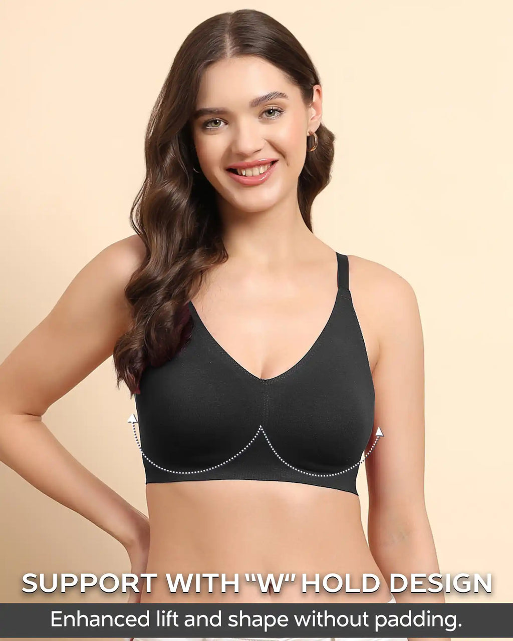 Swanz  Bonded Breathable Cotton Non-Padded Full-Coverage Bra with Hidden Concealer (SB-935)