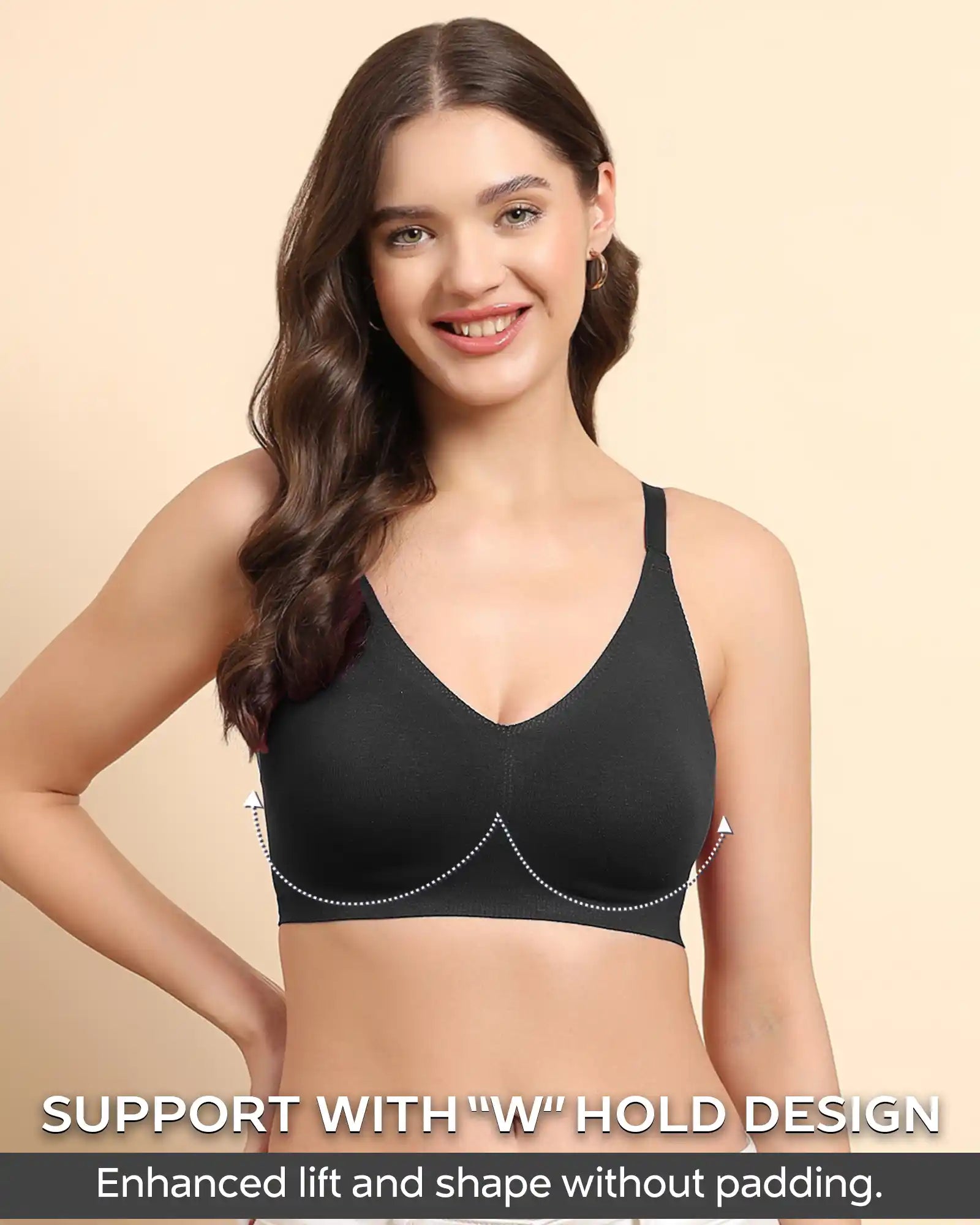 Swanz  Bonded Breathable Cotton Non-Padded Full-Coverage Bra with Hidden Concealer (SB-935)