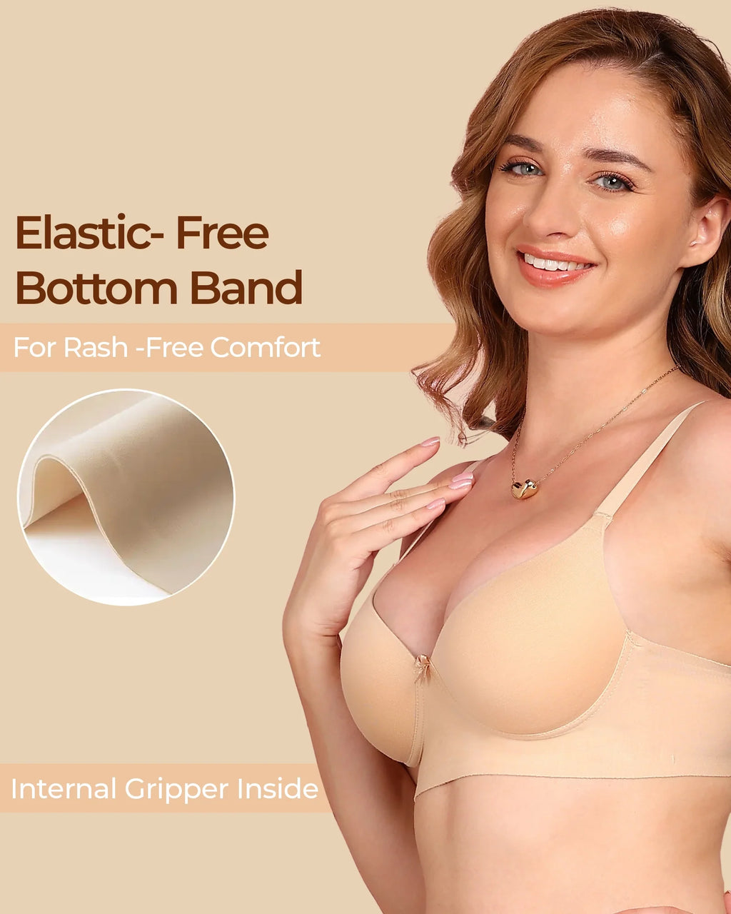 Swanz  Bonded Breathable Cotton Push-Up 3/4-Coverage Bra (Level 3 Padding) (SB-93510)