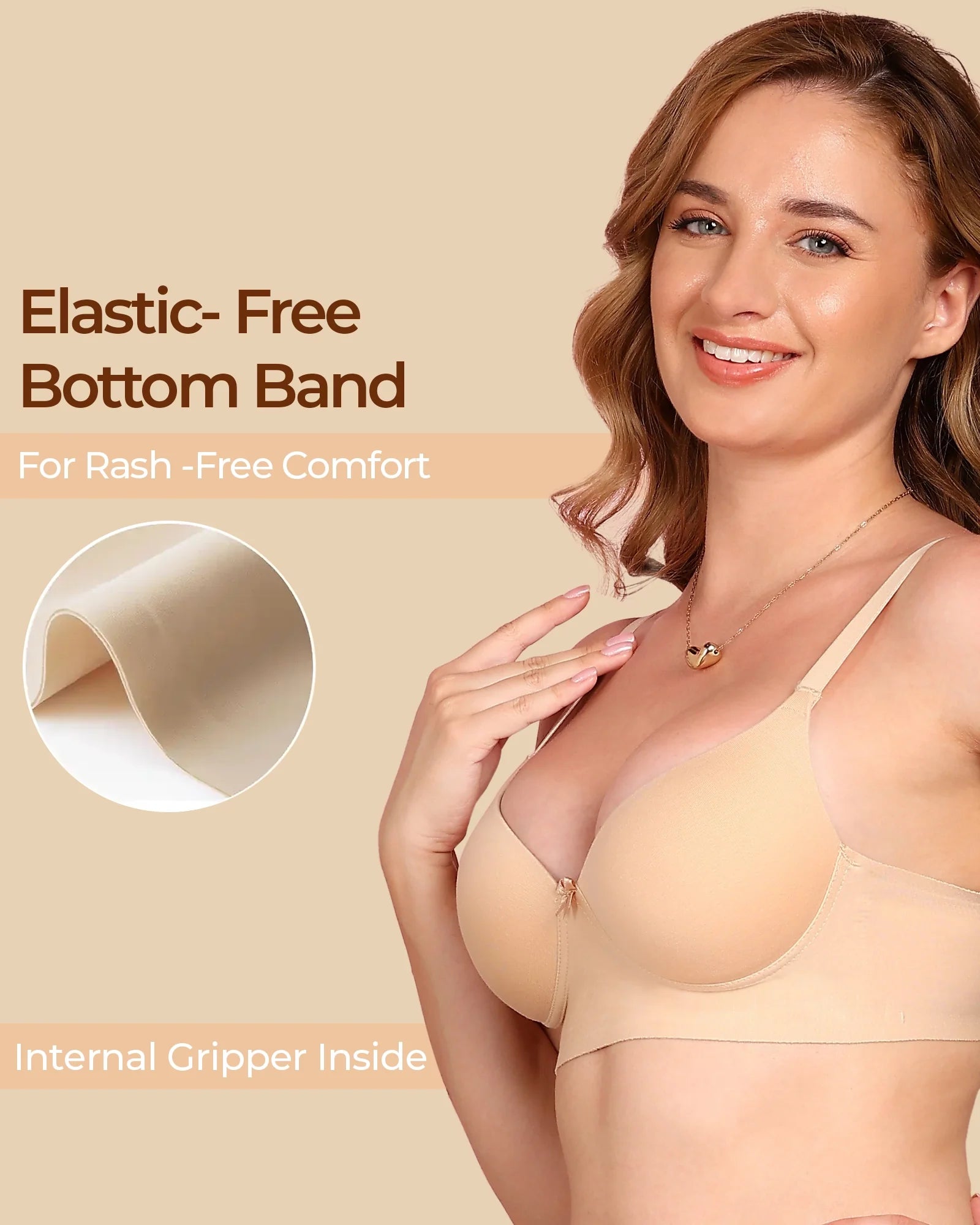 Swanz  Bonded Breathable Cotton Push-Up 3/4-Coverage Bra (Level 3 Padding) (SB-93510)