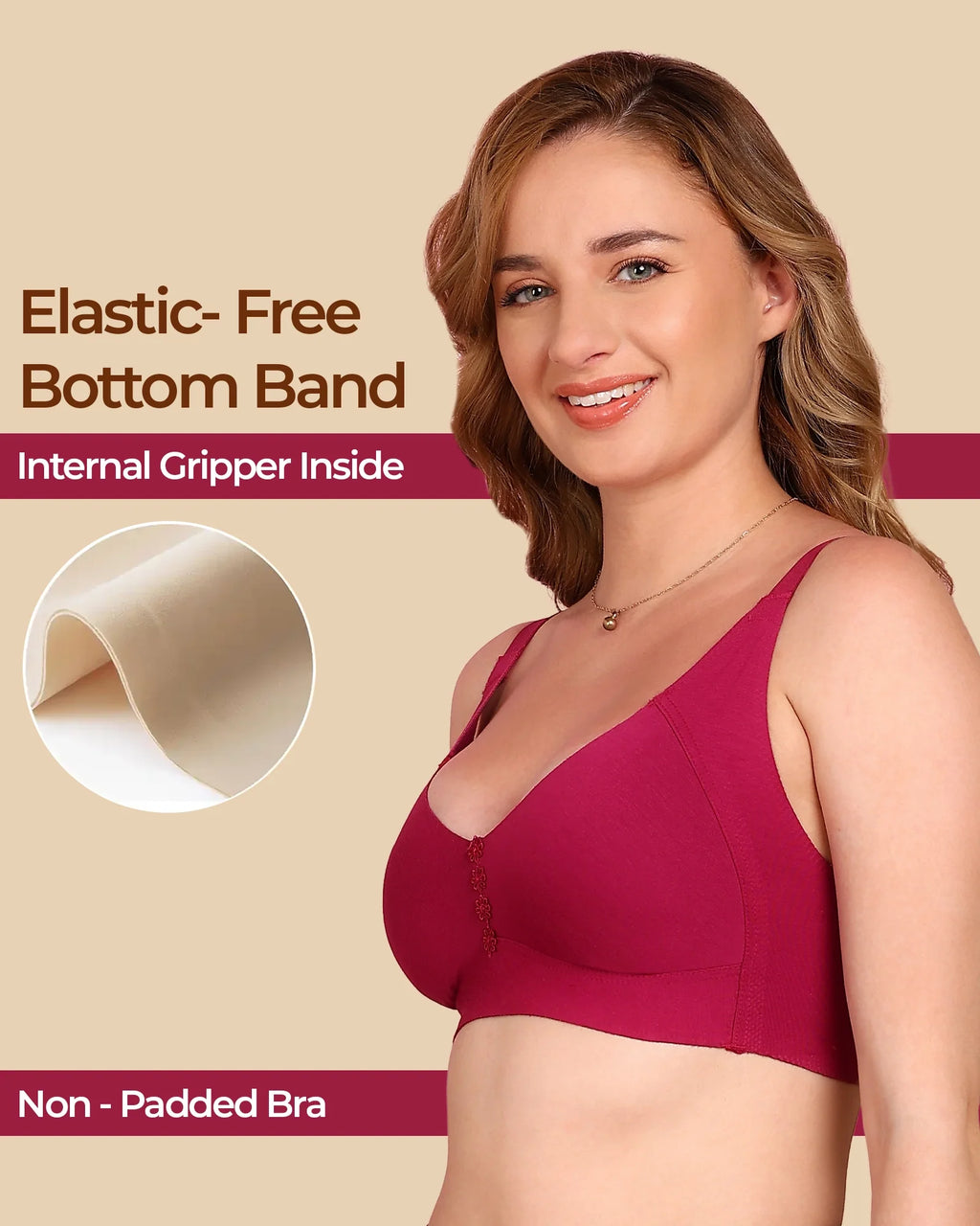 Swanz  Bonded Breathable Cotton Plus-Size Non-Padded M-Frame Minimiser with Hidden Concealer (SB-9303)