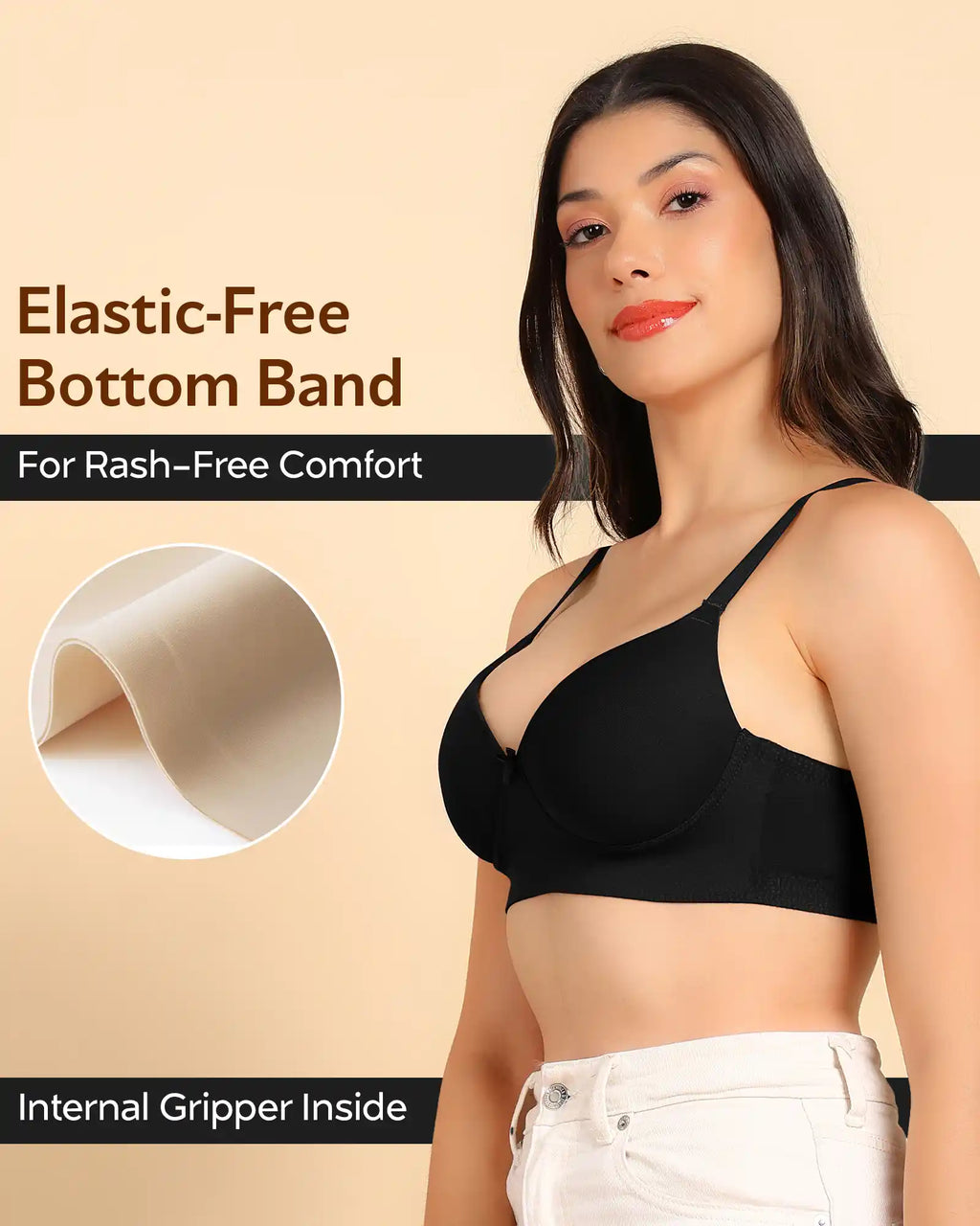 Swanz  Bonded Breathable Cotton Push-Up 3/4-Coverage Bra (Level 3 Padding) (SB-93510)