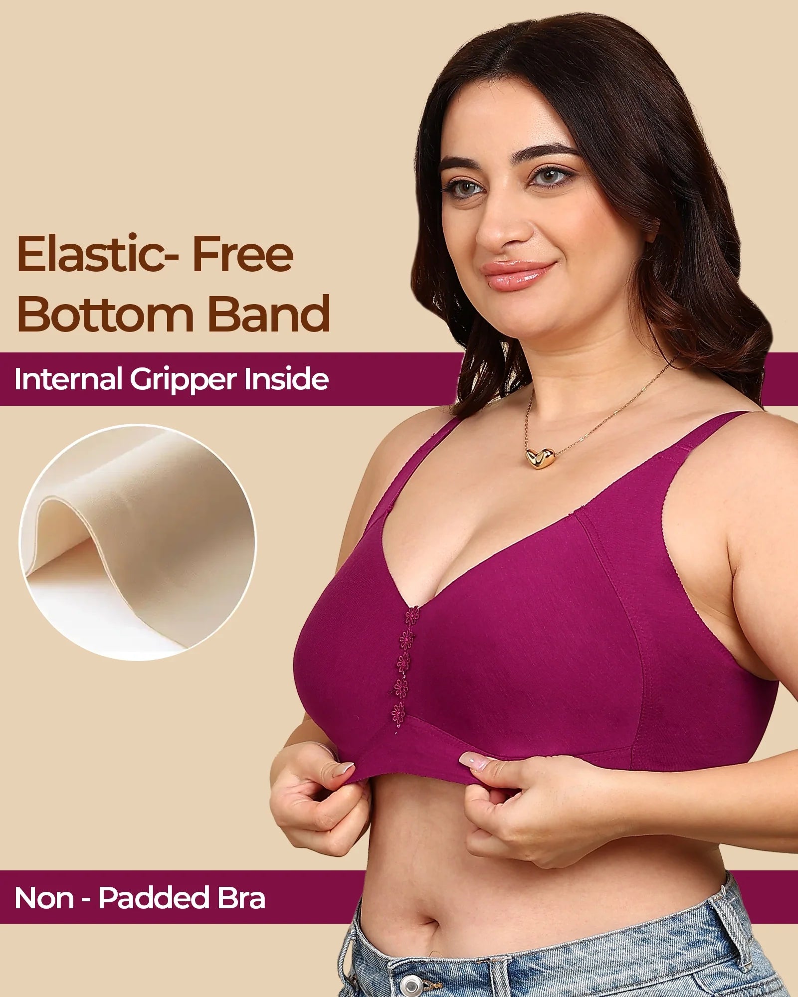 Swanz  Bonded Breathable Cotton Plus-Size Non-Padded M-Frame Minimiser with Hidden Concealer (SB-9303)