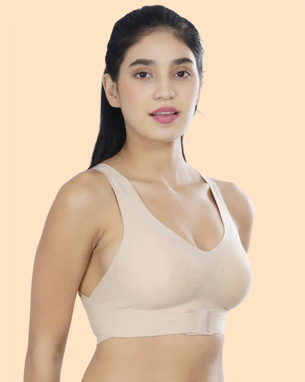 Bonded Gym Bra with Crisscross Back | Padded | Soft Polyamide (TW-SB-987-SKIN)
