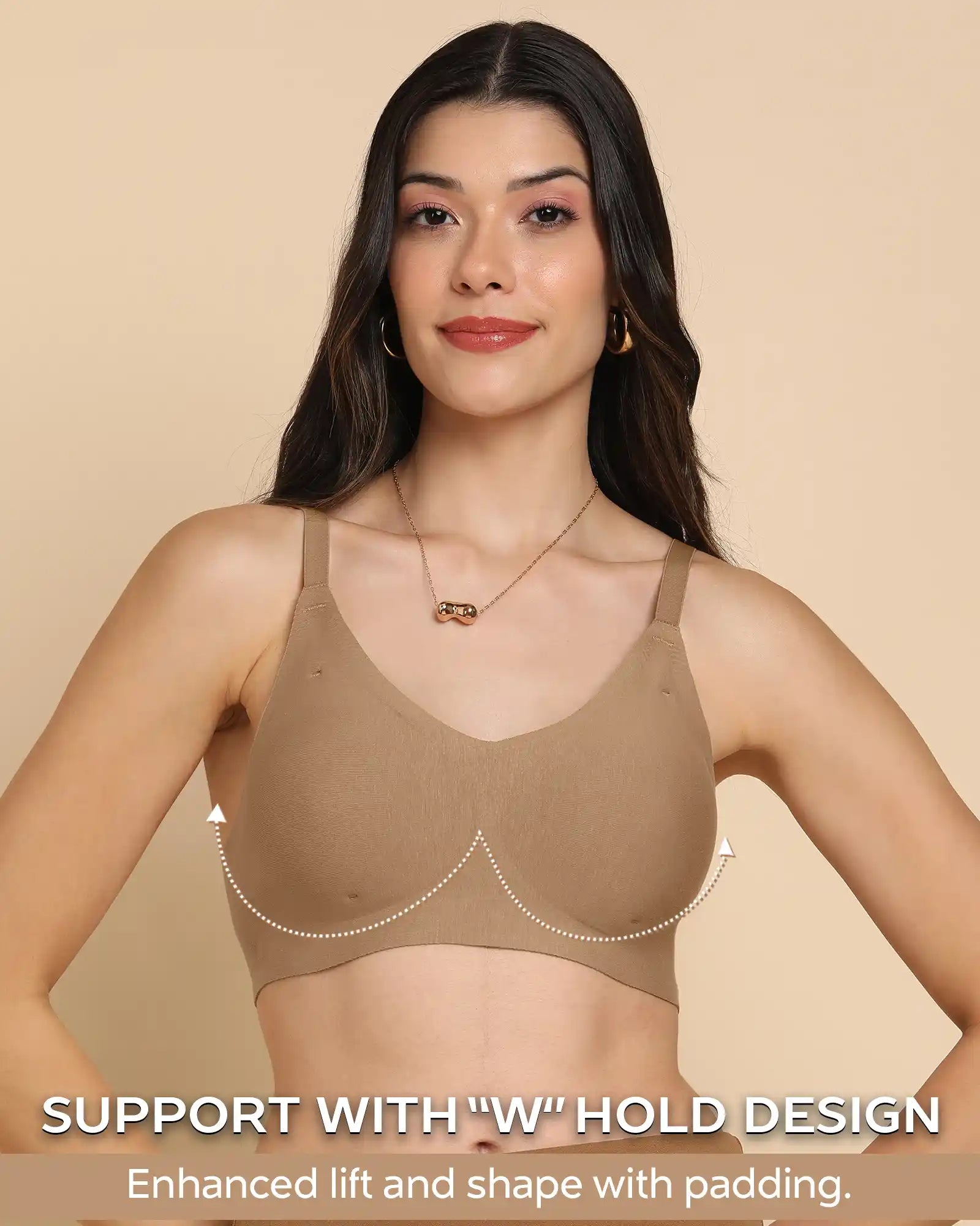 Swanz  Bonded Breathable Cotton Padded Full-Coverage Bra (SB-938-Fawn)