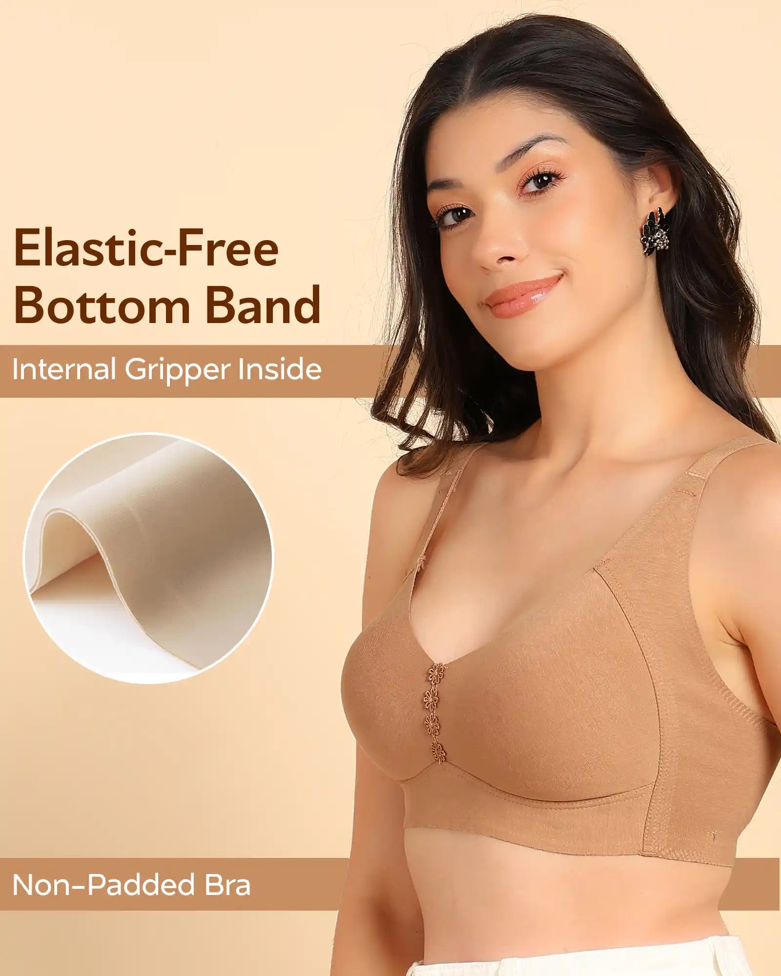 Swanz  Bonded Breathable Cotton Plus-Size Non-Padded M-Frame Minimiser with Hidden Concealer (SB-9303)