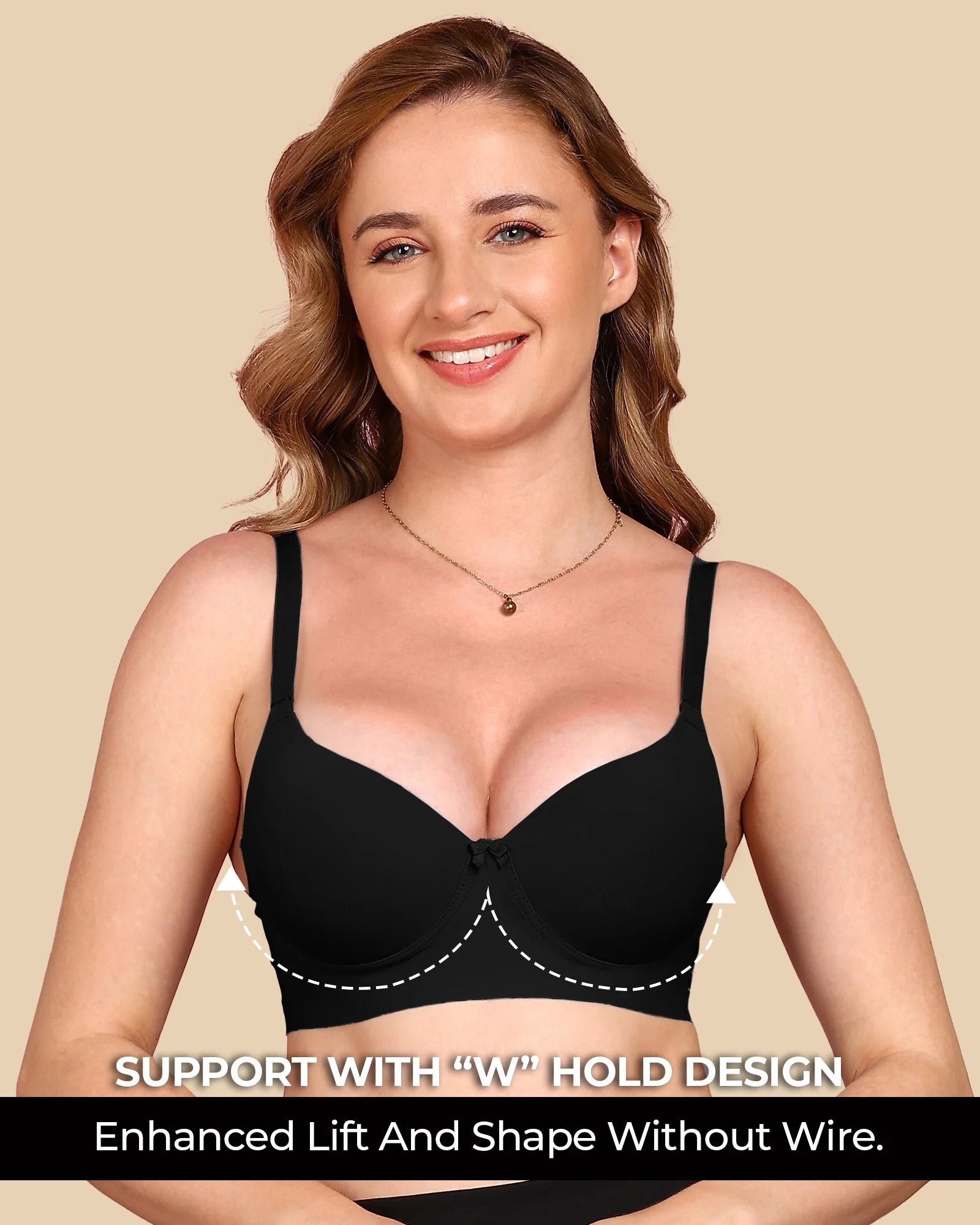 Swanz  Bonded Polyamide Push-Up 3/4 Coverage Bra (Level 3 Padding) (SB-95301)