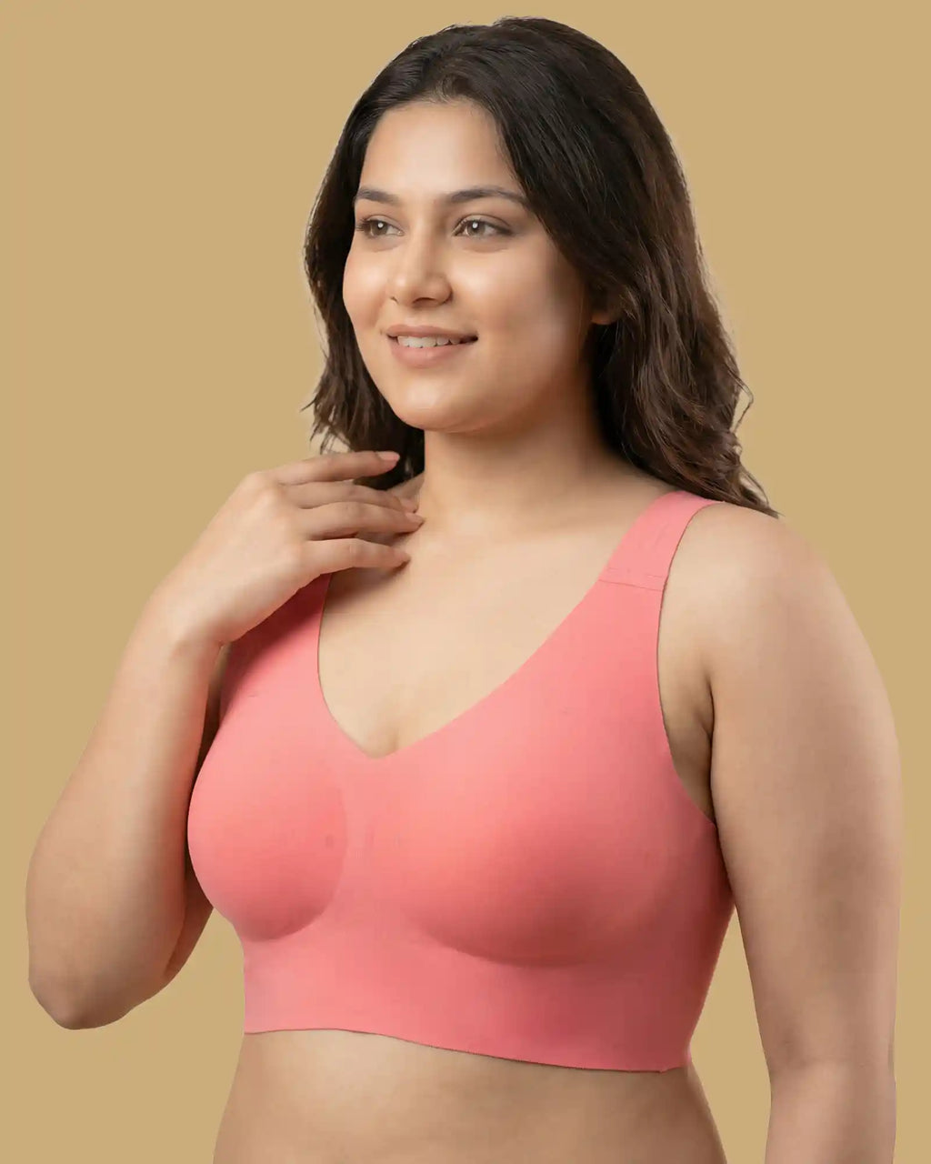 Cotton Padded Full Coverage Bonded Bra (SB-938-Coral)