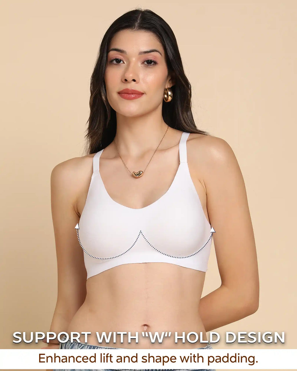 Swanz  Bonded Breathable Cotton Padded Full-Coverage Bra (SB-938-White)
