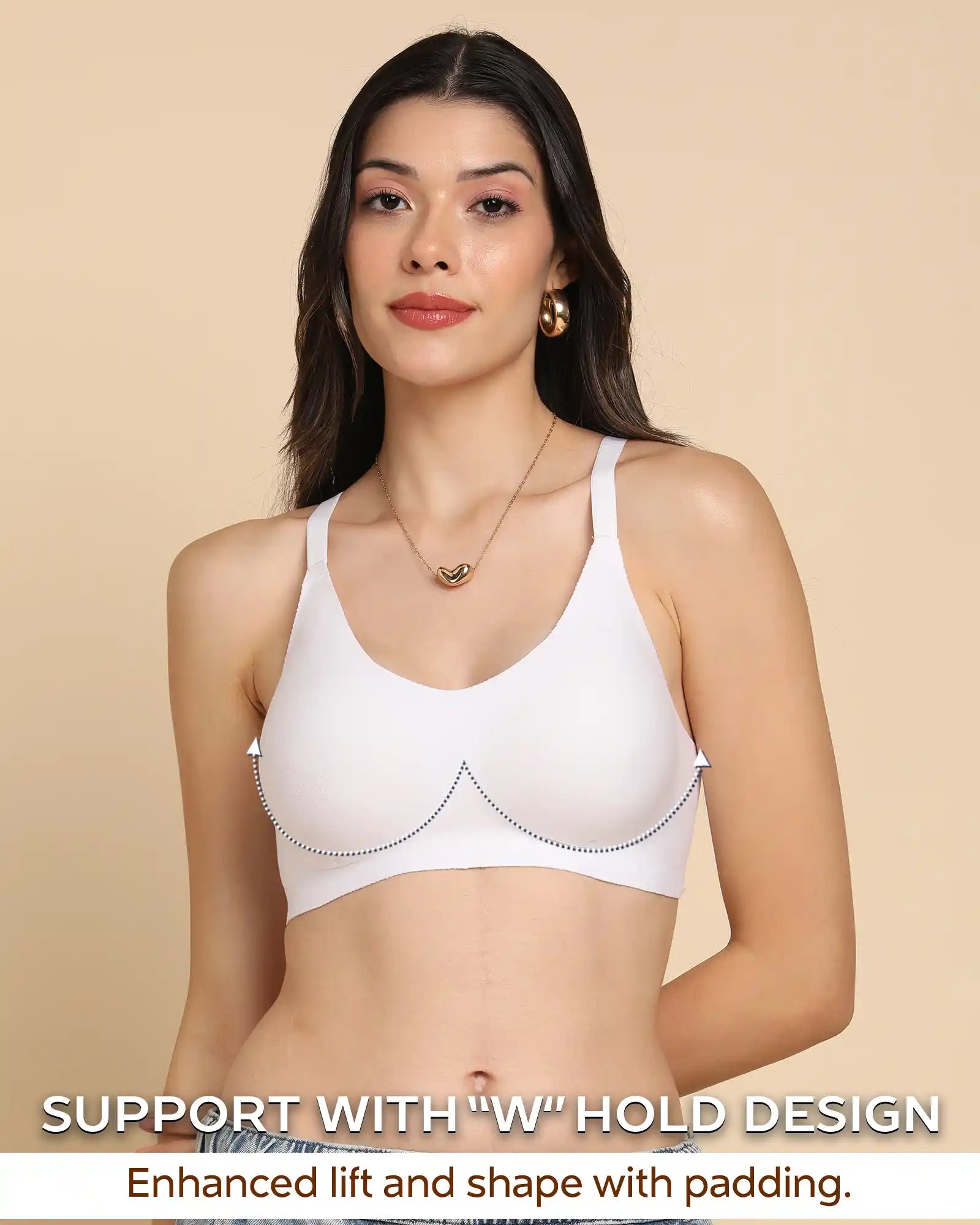Swanz  Bonded Breathable Cotton Padded Full-Coverage Bra (SB-938-White)