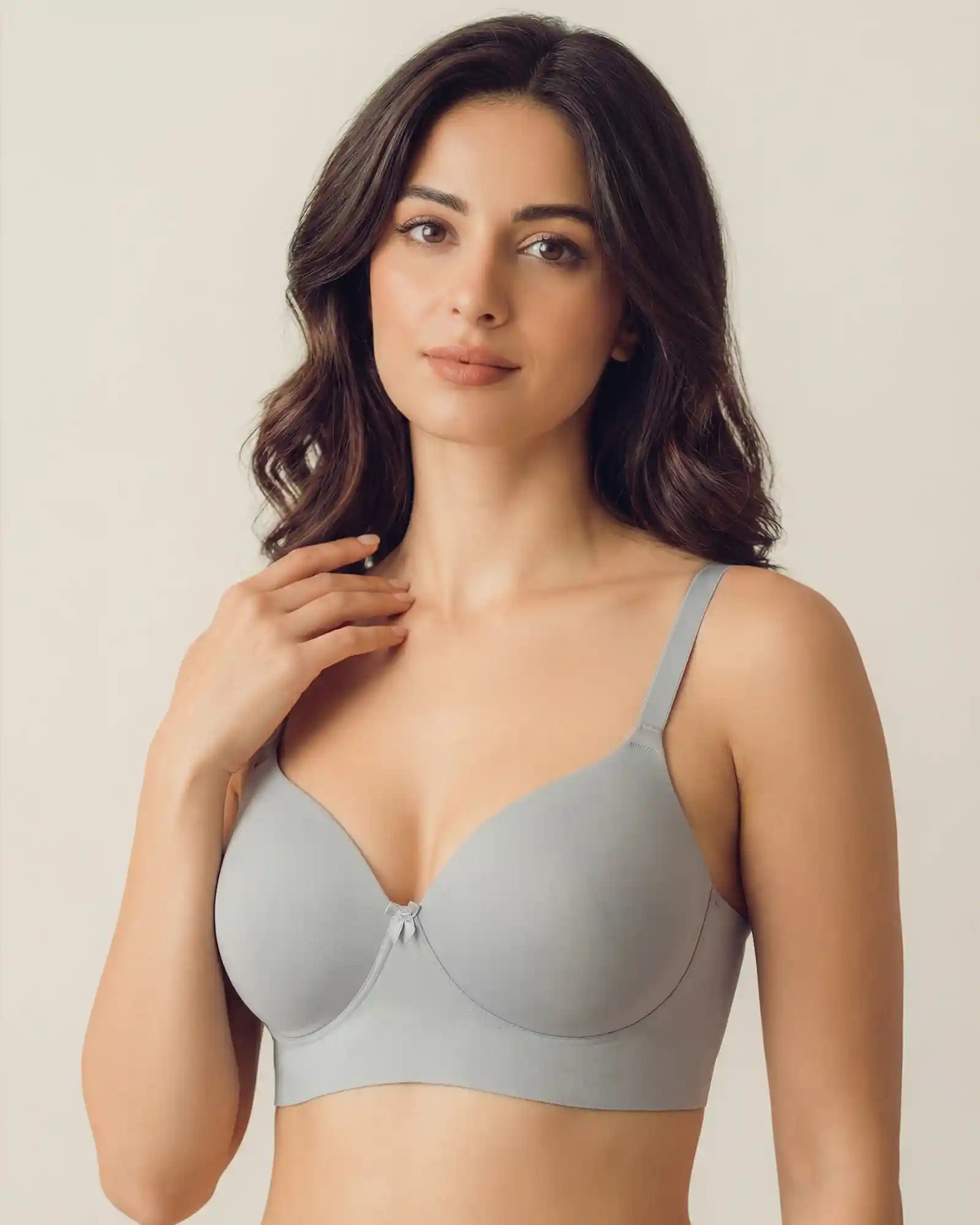 Everyday Lightly Padded Non-Wired Polyamide Bonded Bra (TW-95991 Grey)