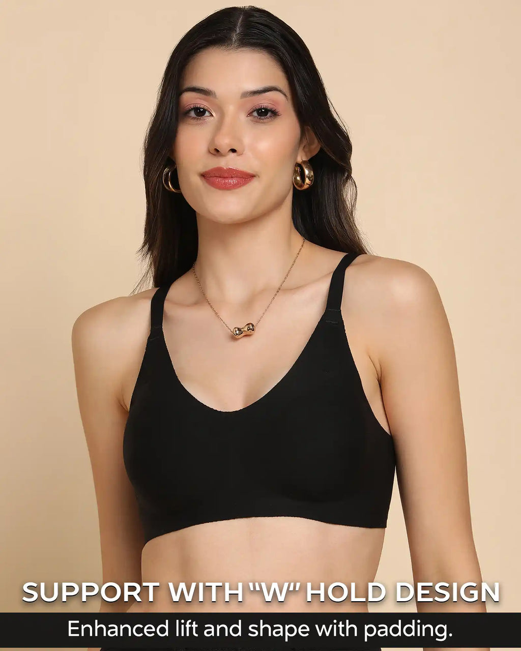 Swanz  Bonded Breathable Cotton Padded Full-Coverage Bra (SB-938-Black)
