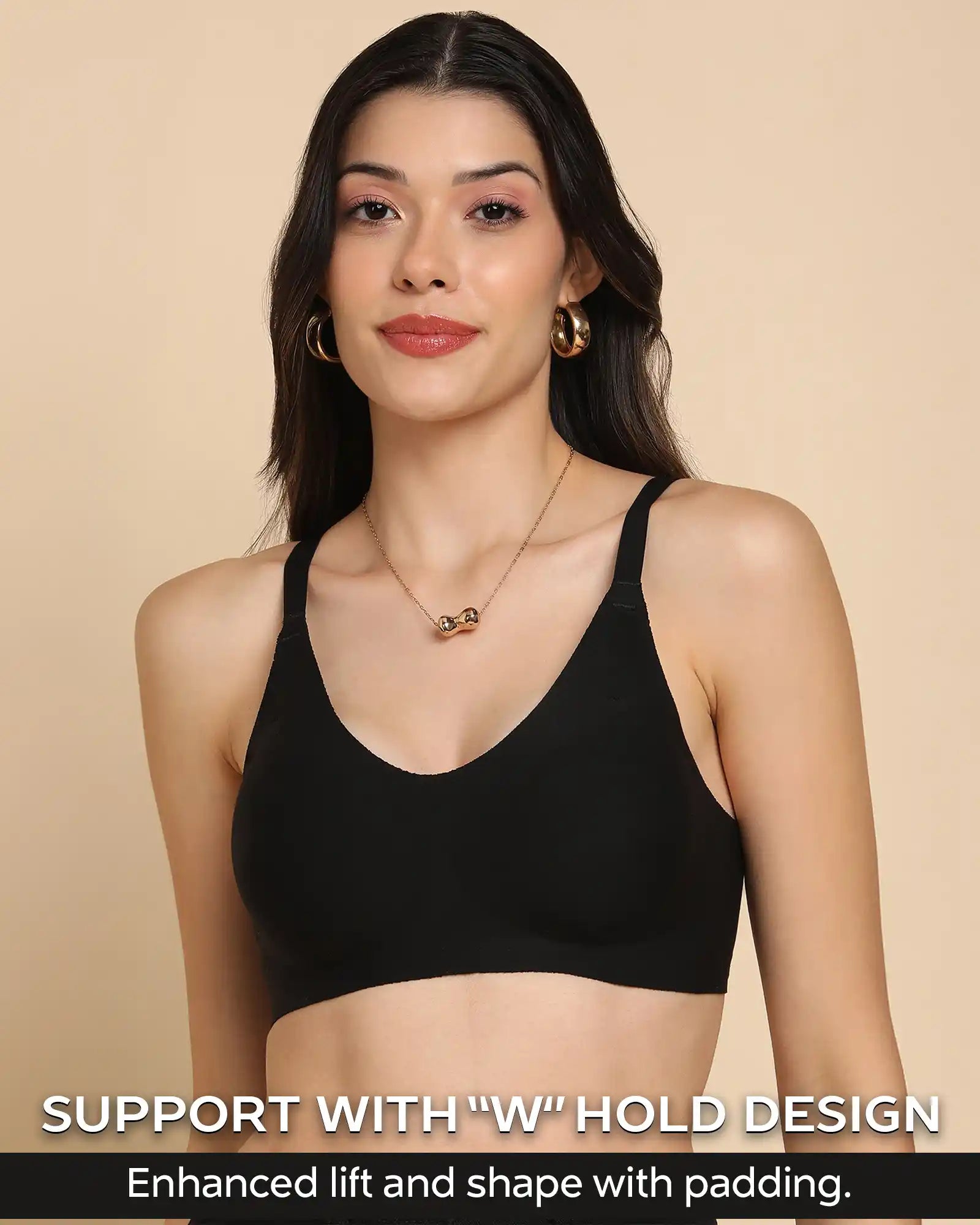 Swanz  Bonded Breathable Cotton Padded Full-Coverage Bra (SB-938-Black)