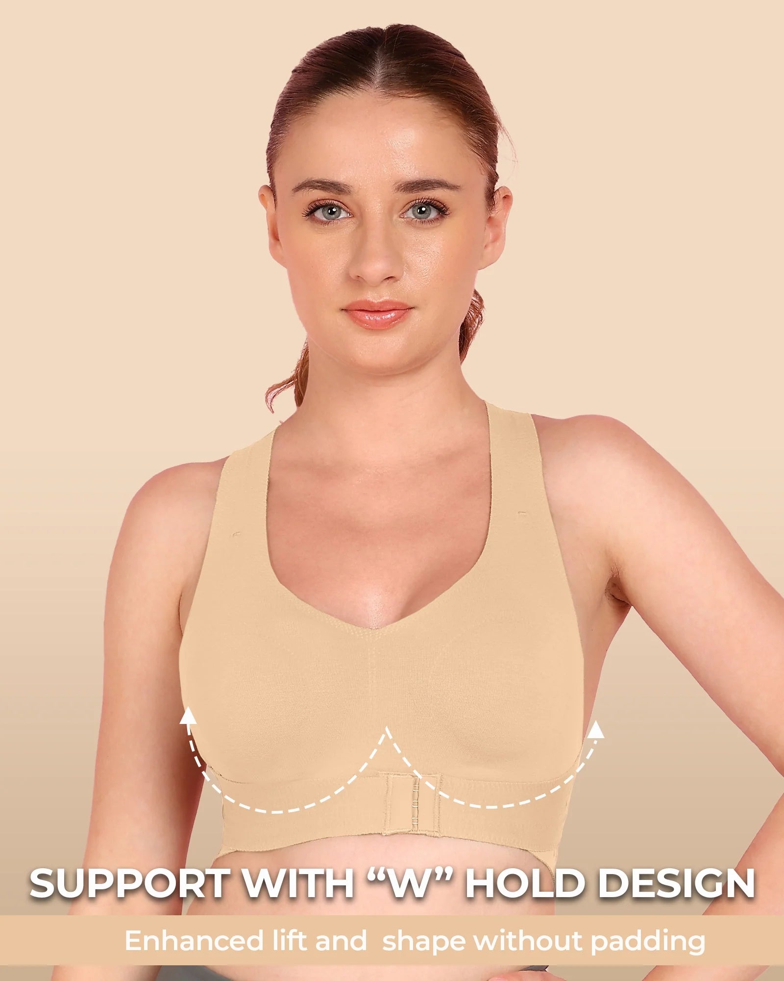 Swanz  Bonded Breathable Cotton Non-Padded Gym Bra with Posture Support (TW-SB-995)