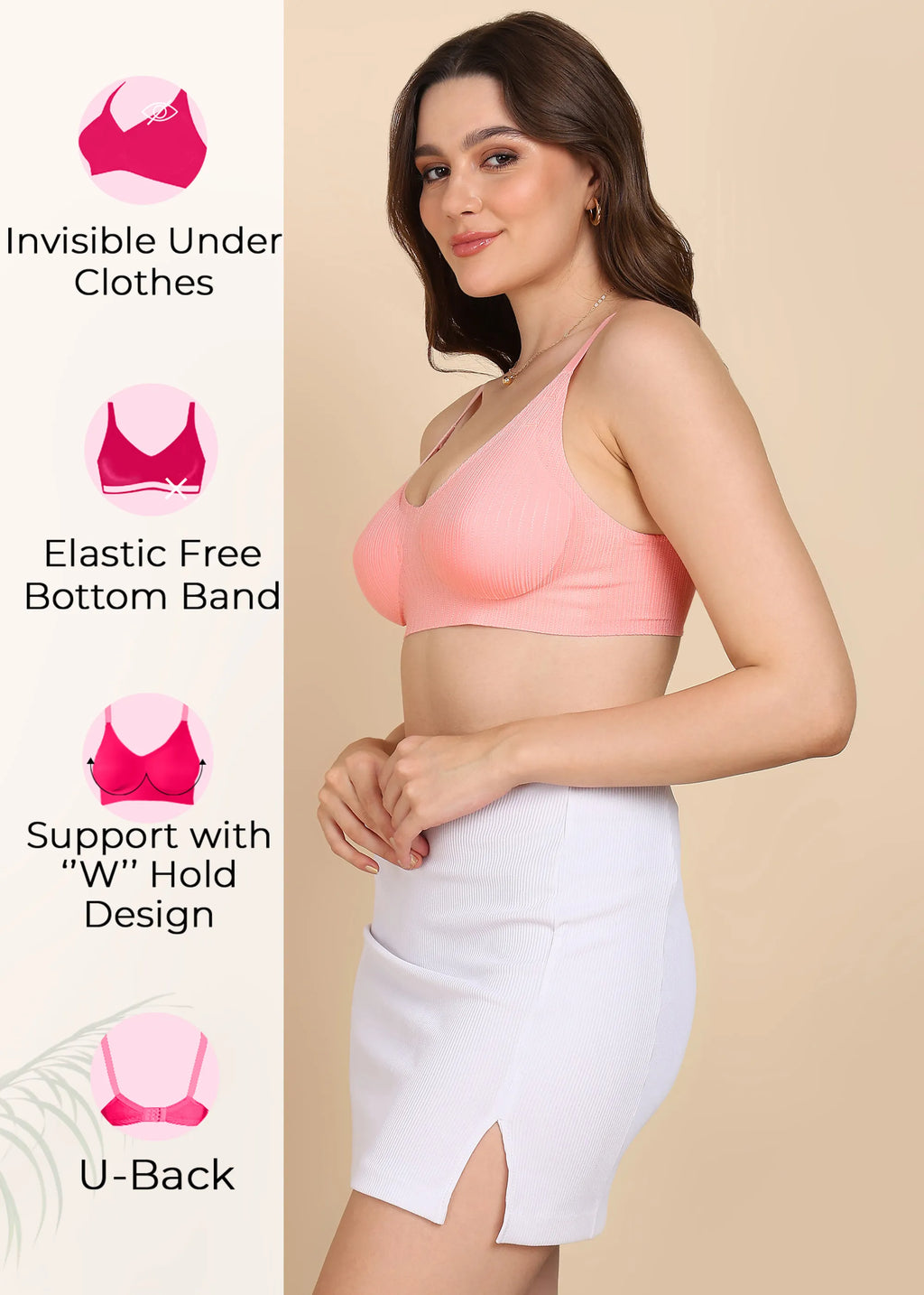 Swanz  Bonded Designer Fabric Padded Seamless Bra (SB-998)
