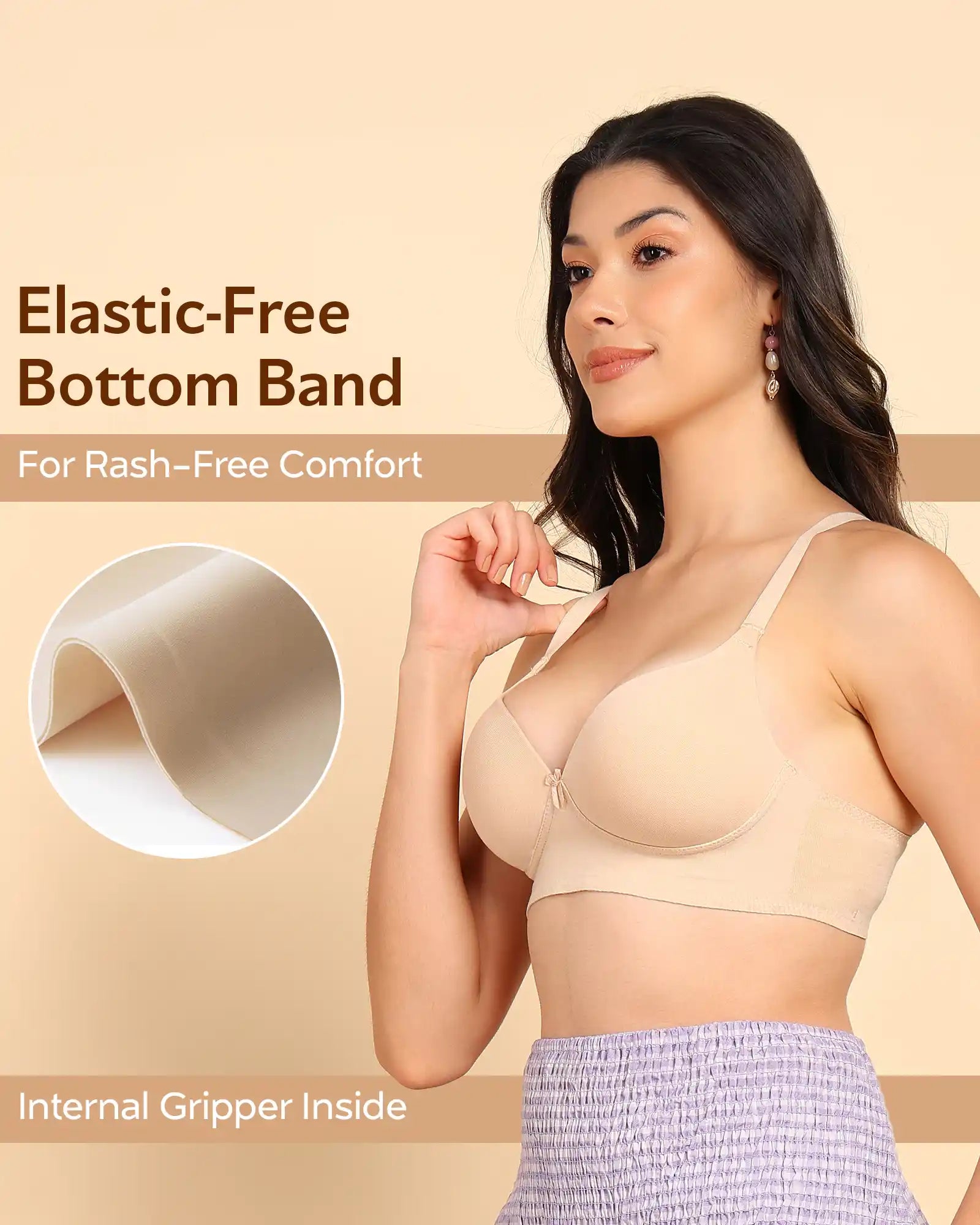 Swanz  Bonded Breathable Cotton Push-Up 3/4-Coverage Bra (Level 3 Padding) (SB-93510)