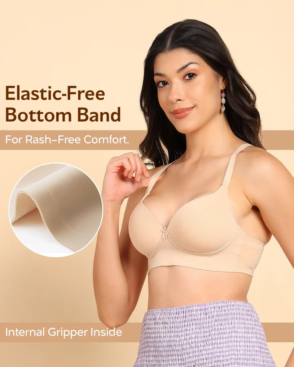 Swanz  Bonded Breathable Cotton Push-Up 3/4-Coverage Maximiser Bra (Level 2 Padding) (SB-97015)