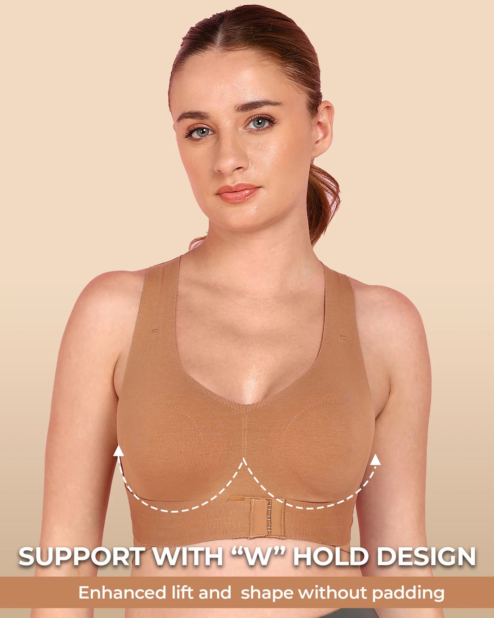 Swanz  Bonded Breathable Cotton Non-Padded Gym Bra with Posture Support (TW-SB-995)