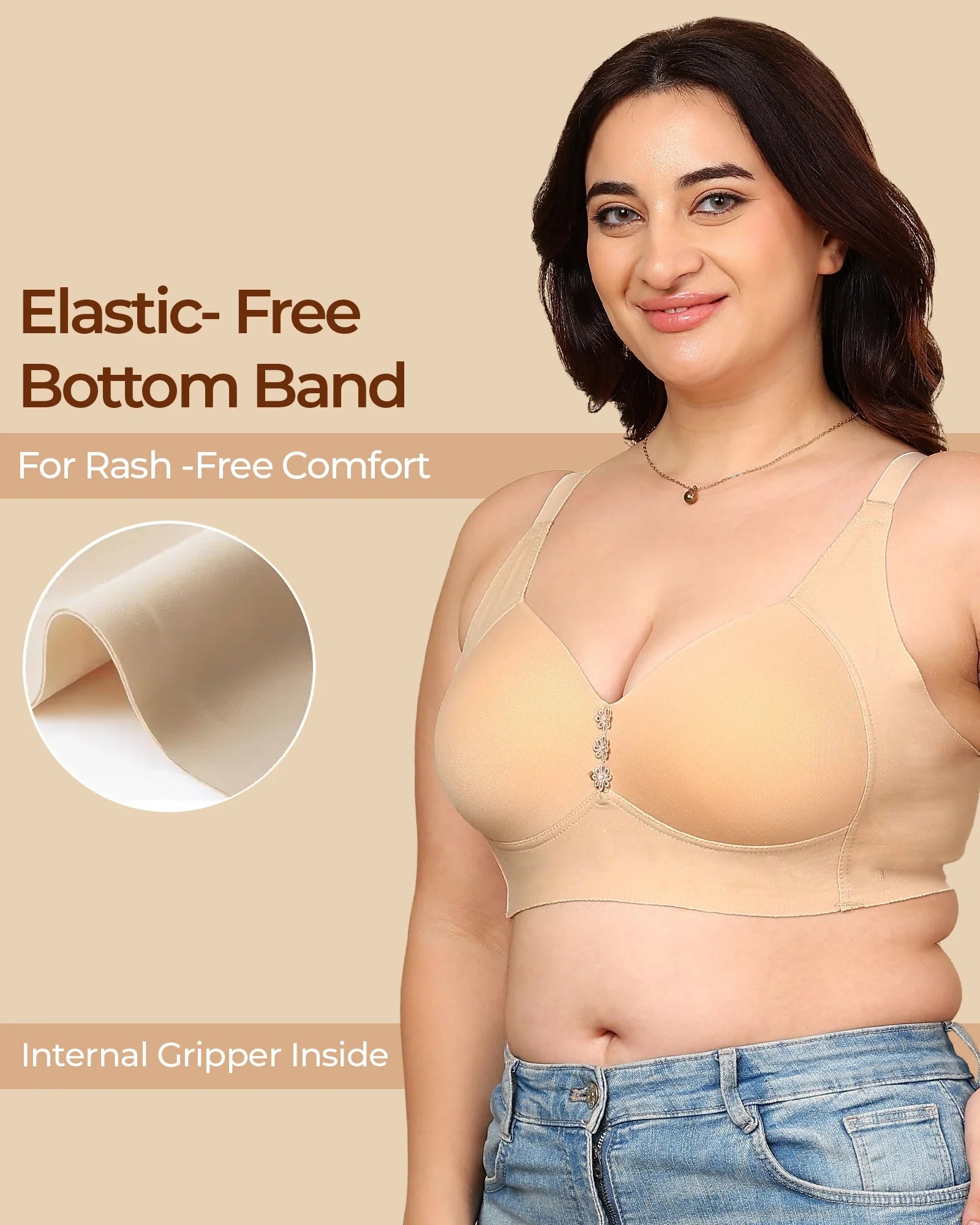 Swanz  Bonded Breathable Cotton Plus-Size Padded M-Frame Minimiser (SB-9203)